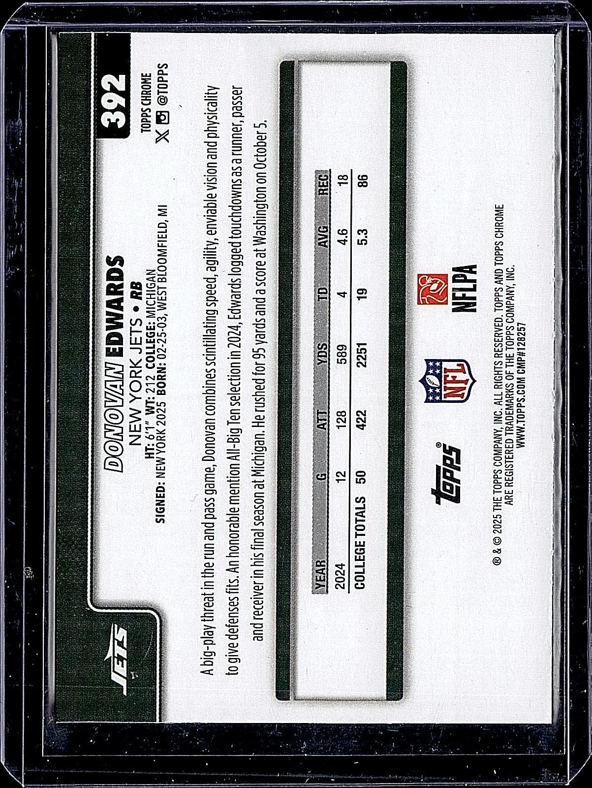 2025 Topps Chrome #392 Donovan Edwards