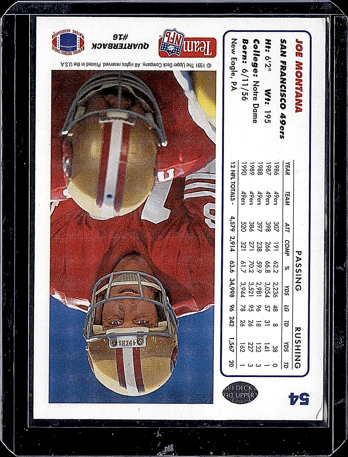 1991 Upper Deck #54c Joe Montana