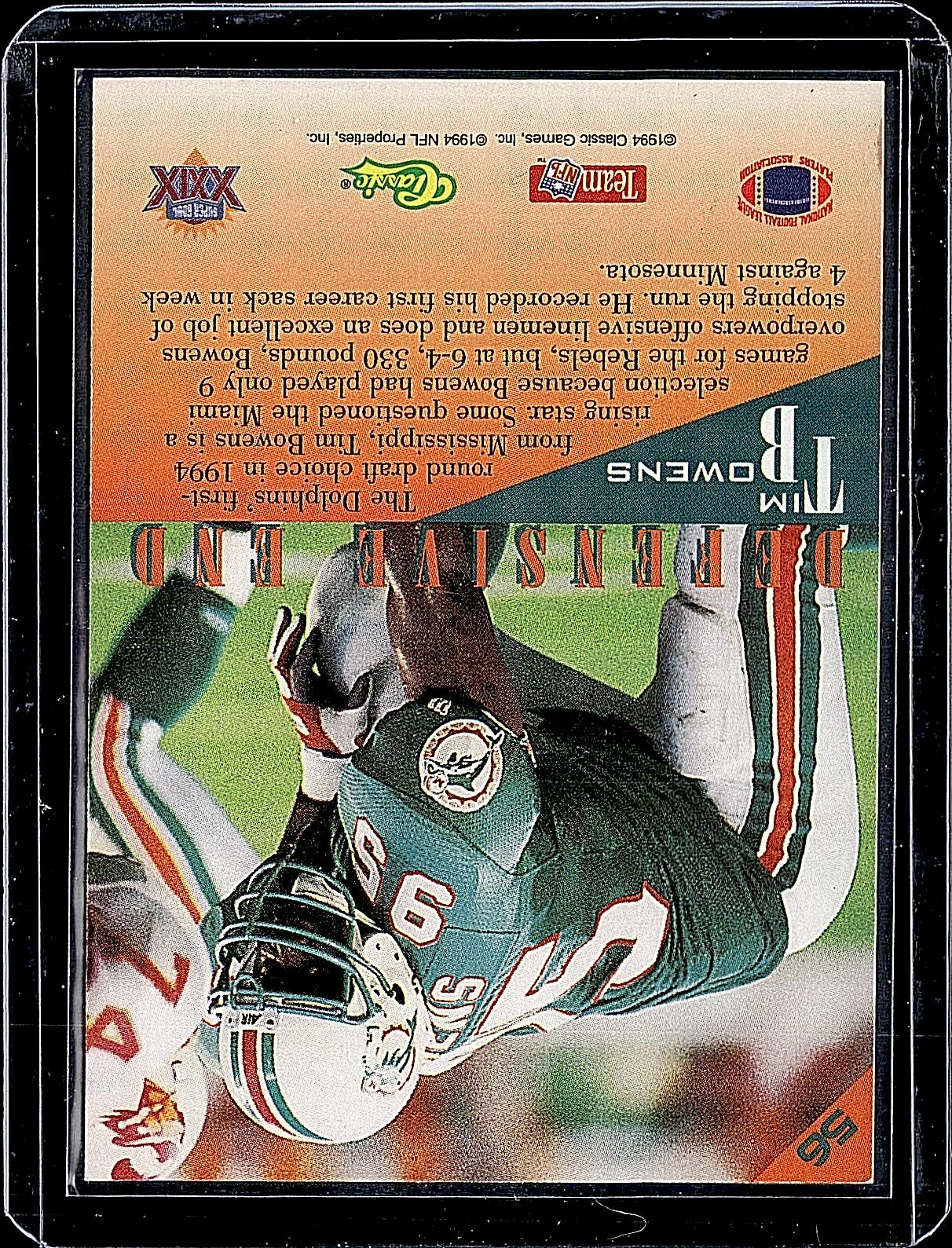 1995 Classic NFL Experience #56 Tim Bowens Gold