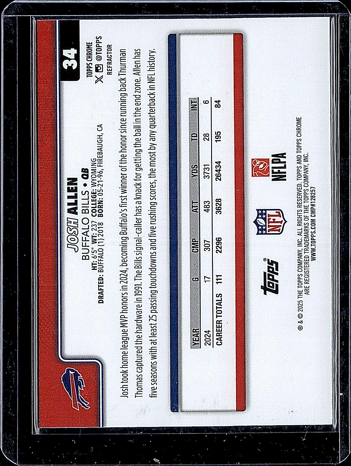2025 Topps Chrome #34 Josh Allen Refractor