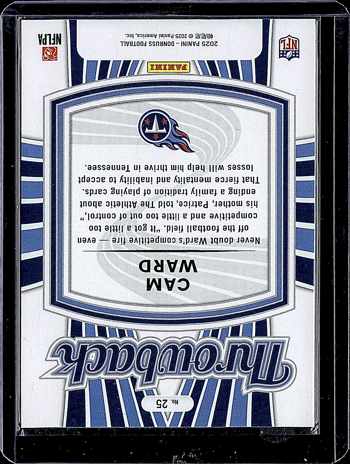 2025 Donruss #25 Cam Ward Rated Rookies Throwback