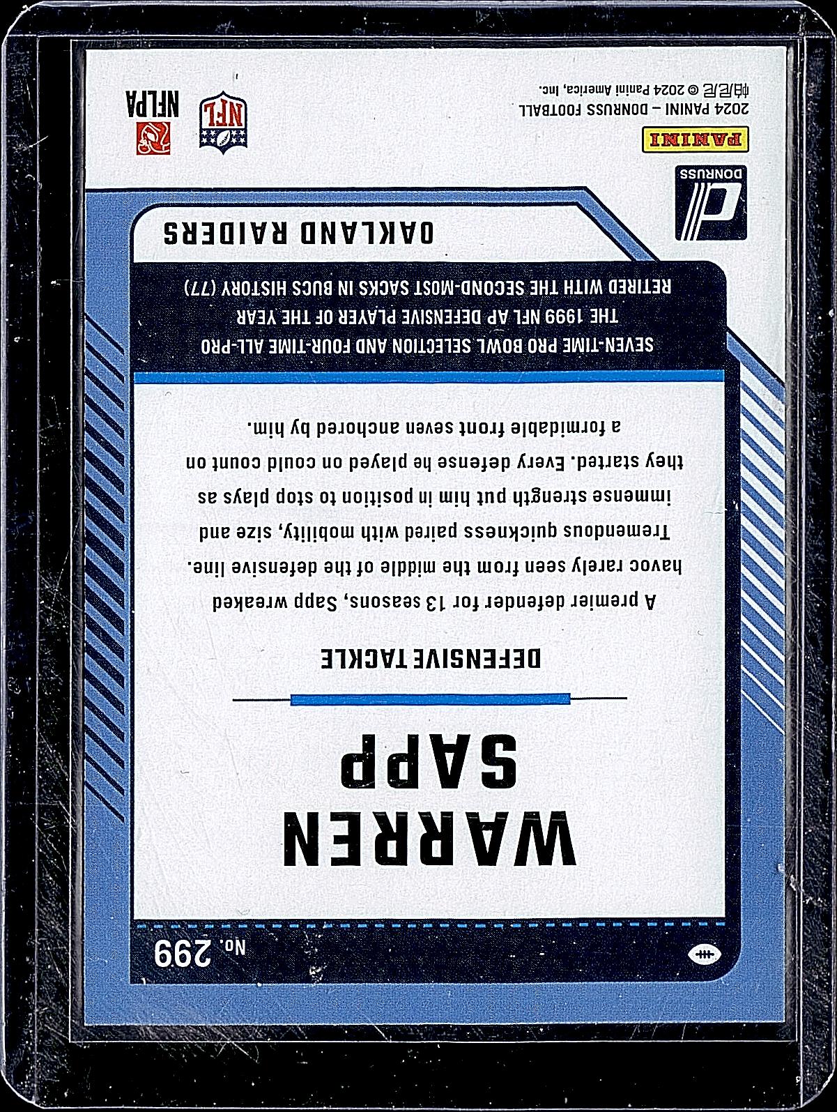 2024 Donruss #299 Warren Sapp Press Proof Blue