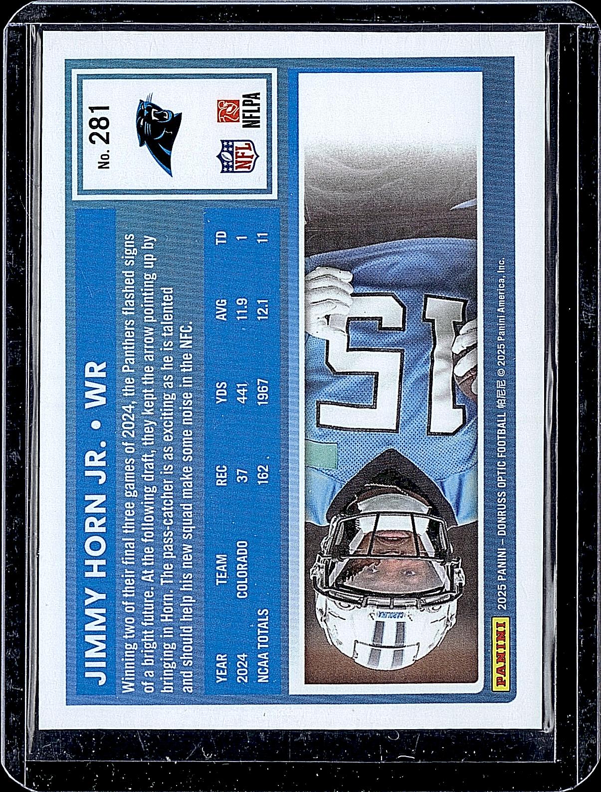 2025 Donruss Optic #281 Jimmy Horn Jr. Purple Shock