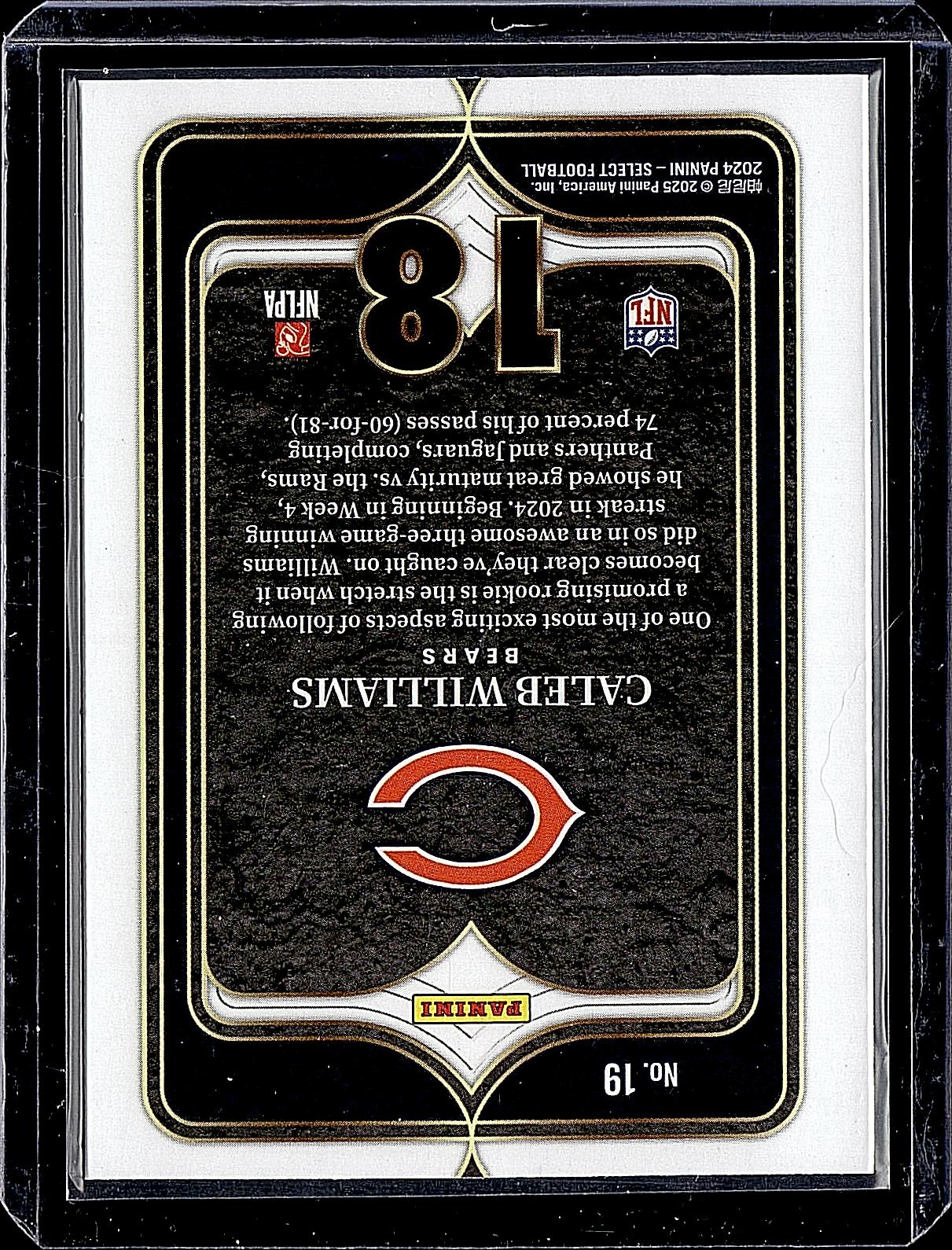 2024 Panini Select #19 Caleb Williams Select Numbers