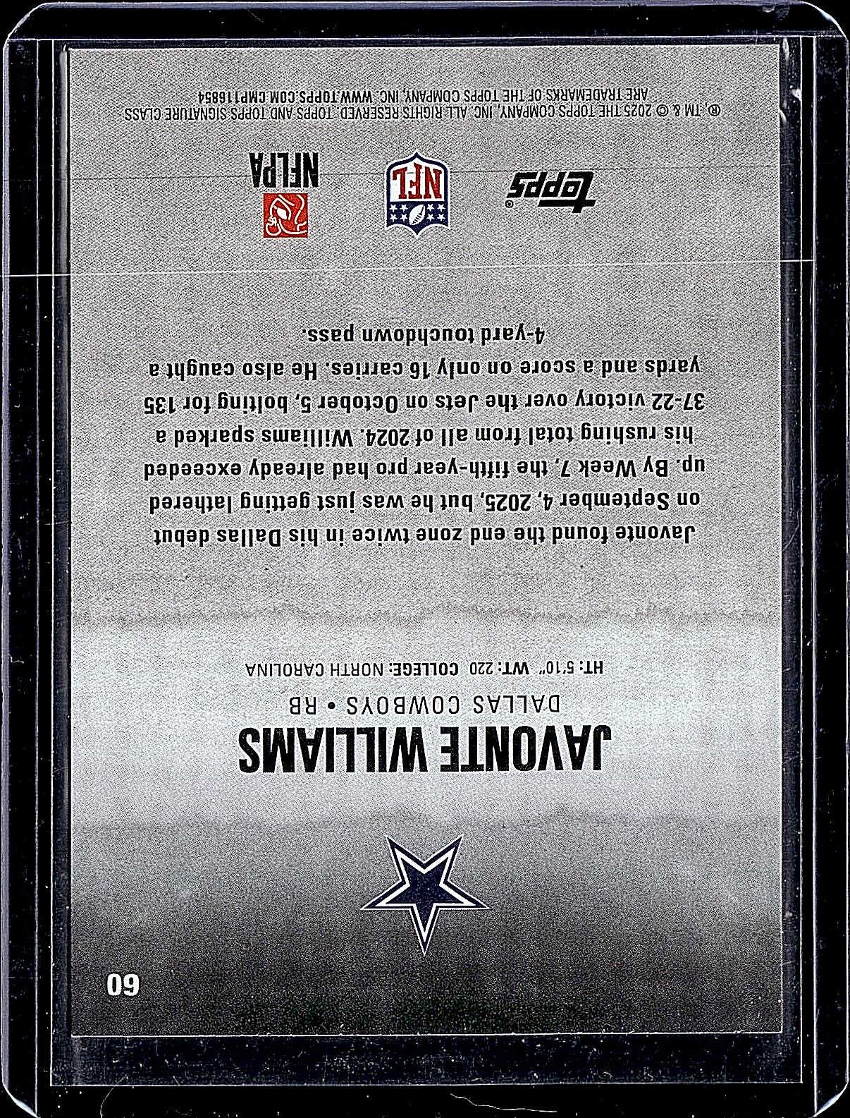 2025 Topps Signature Class #60 Javonte Williams