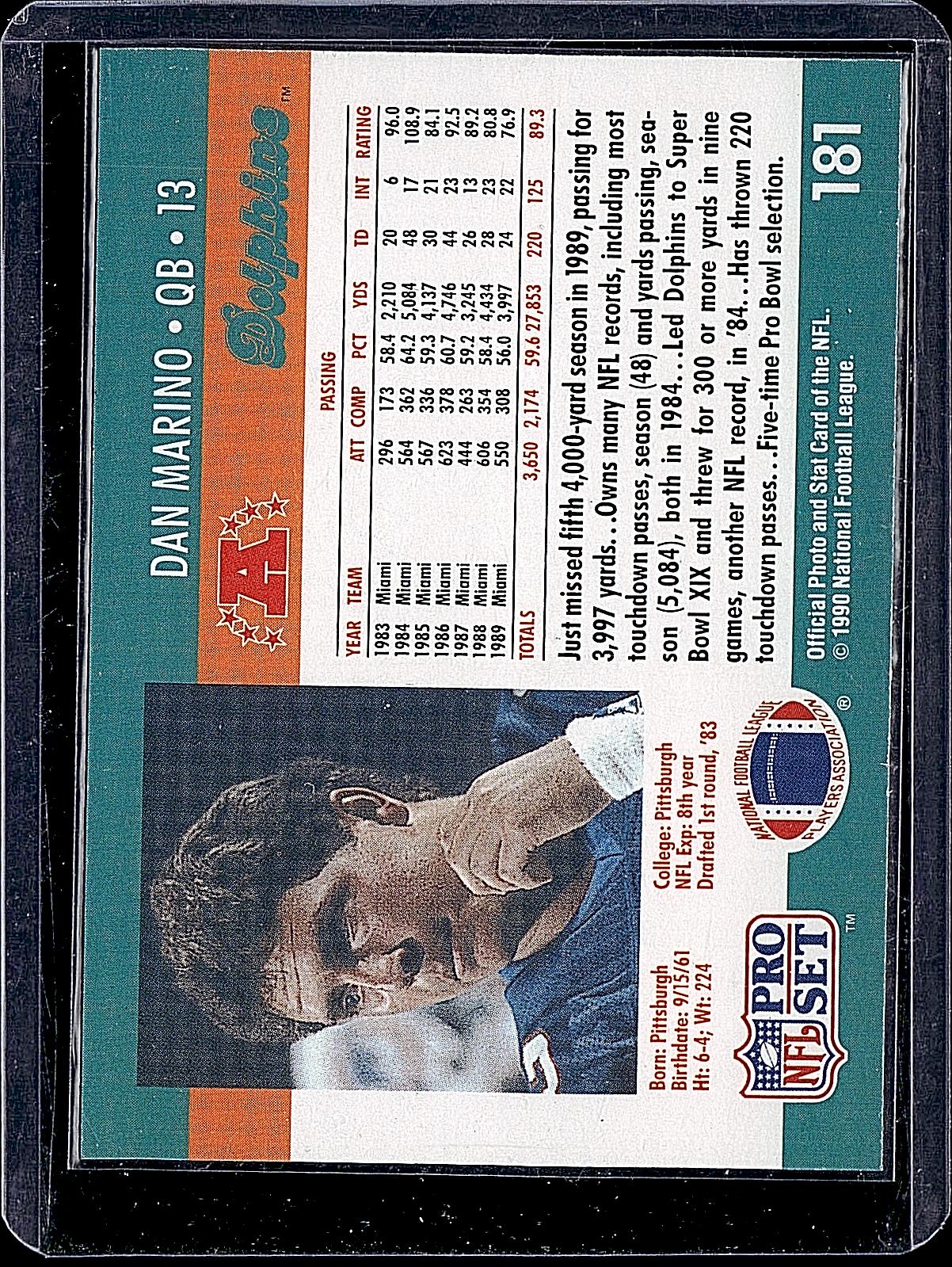 1990 Pro Set #181 Dan Marino