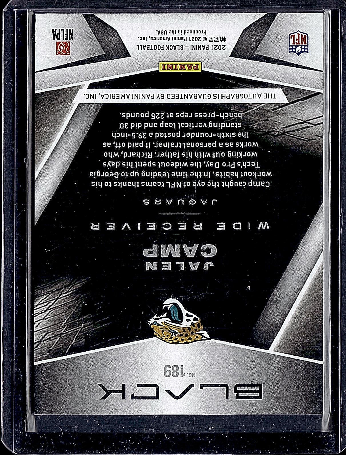 2021 Panini Black #189 Jalen Camp Rookies Autographs #/199