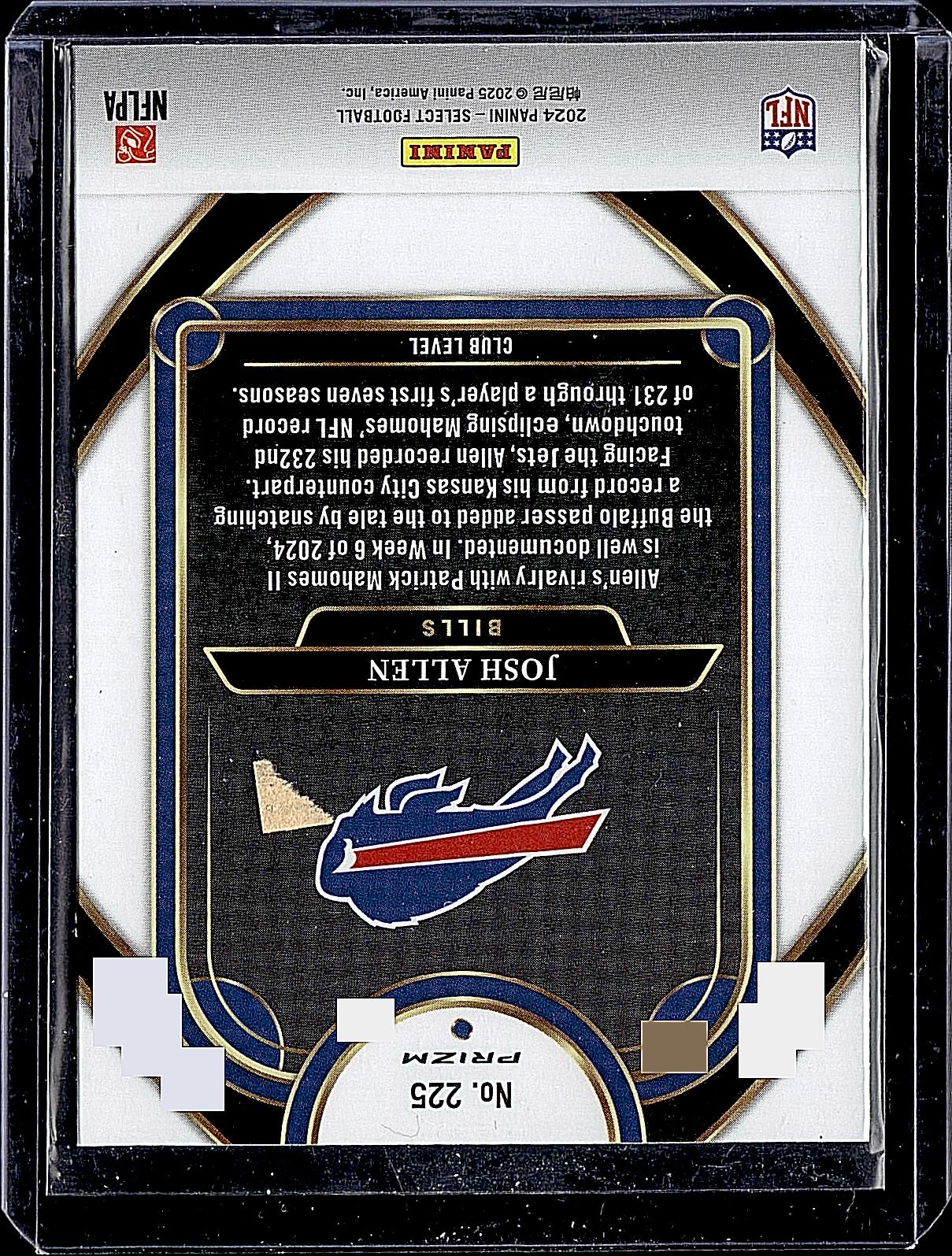 2024 Panini Select #225 Josh Allen Red & Yellow Prizm Shock