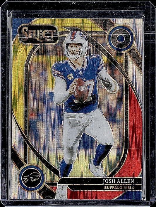 2024 Panini Select #225 Josh Allen Red & Yellow Prizm Shock