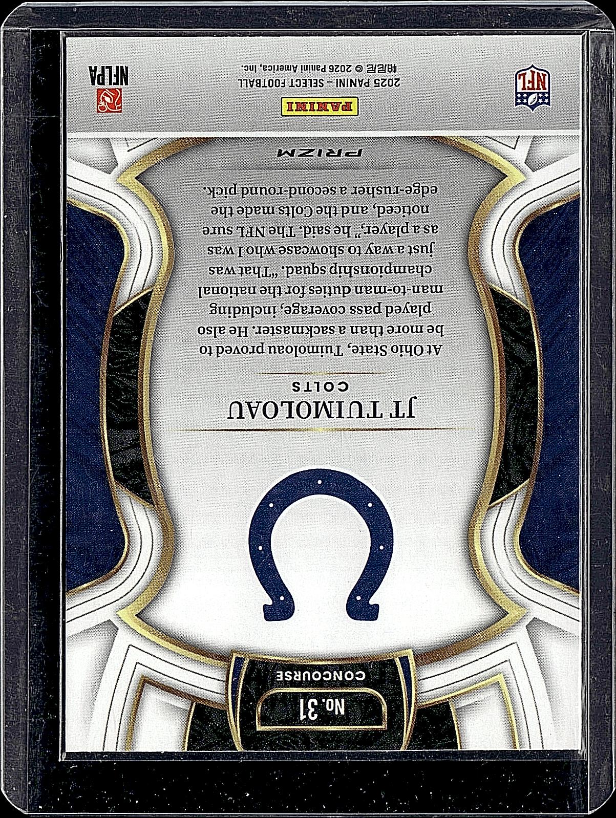 2025 Panini Select #31 JT Tuimoloau Green and Yellow Prizm Shock