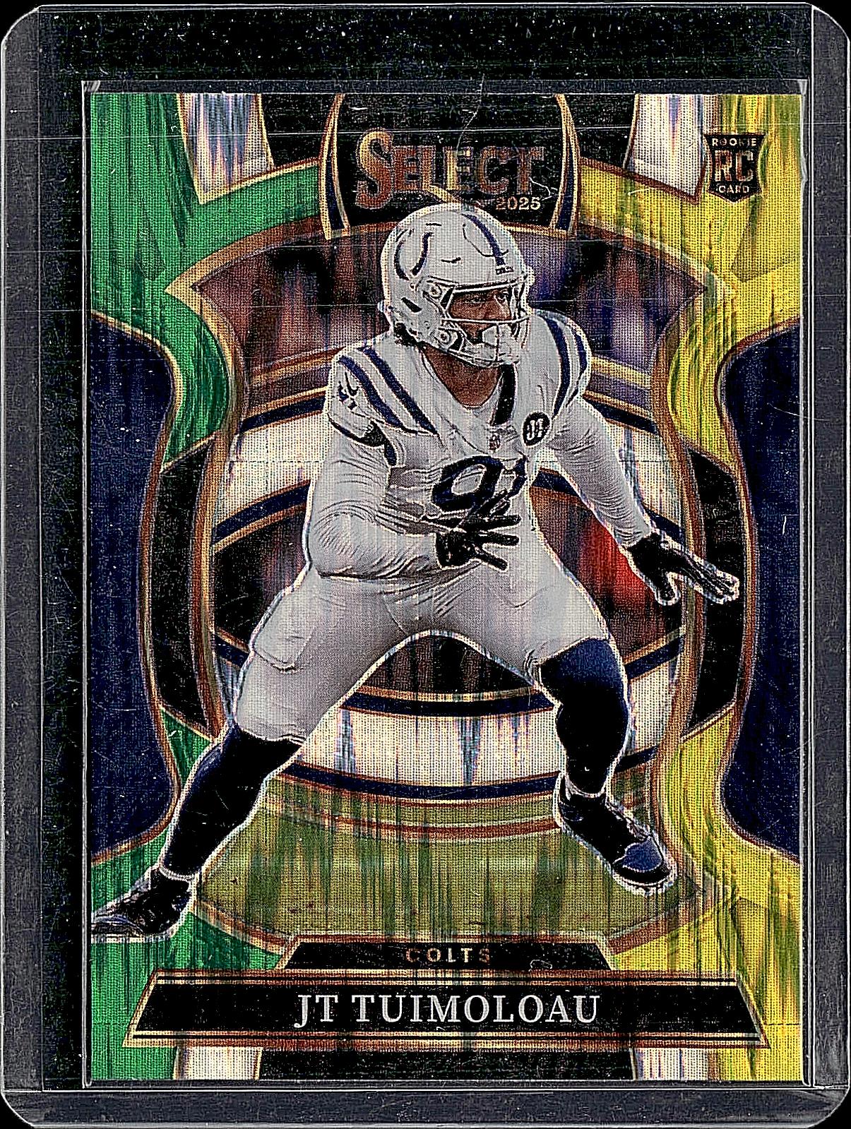 2025 Panini Select #31 JT Tuimoloau Green and Yellow Prizm Shock