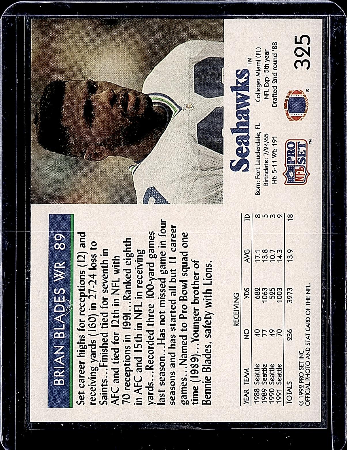 1992 Pro Set #325 Brian Blades