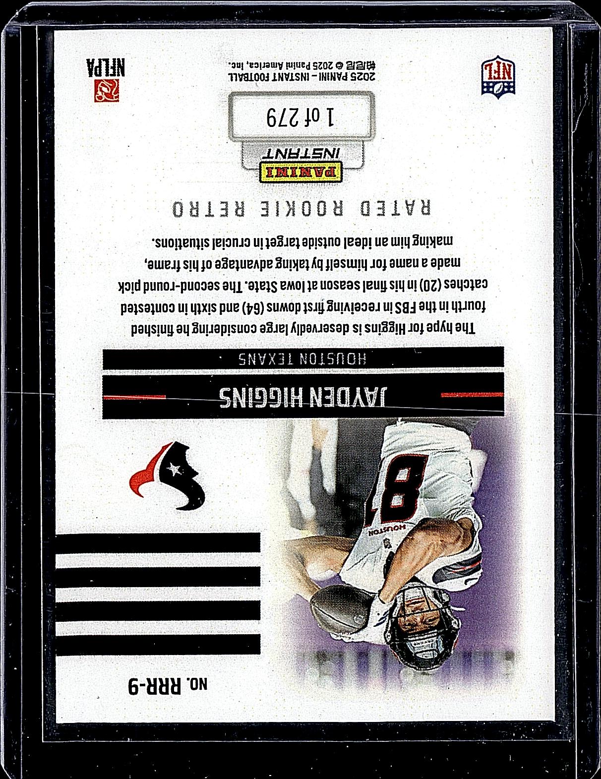 2025 Panini Instant NFL Rated Rookie Retro #RRR-9 Jayden Higgins