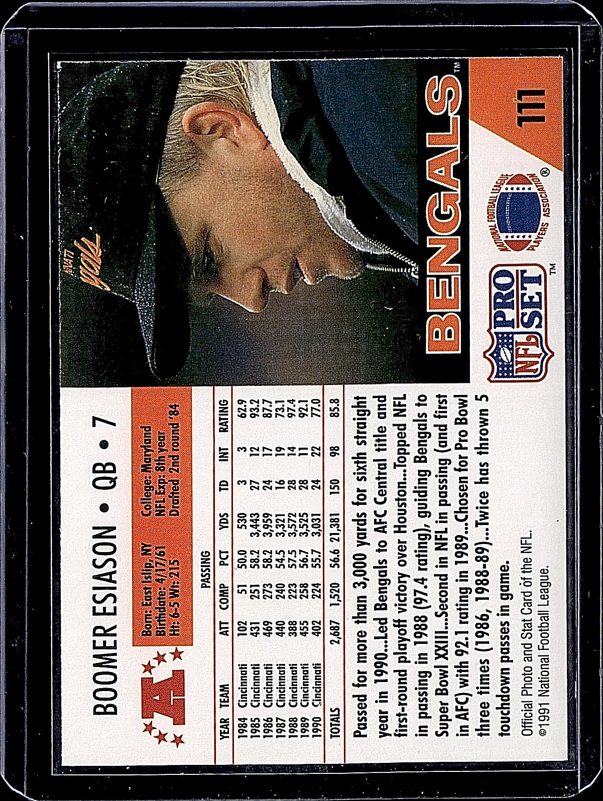 1991 Pro Set FACT Mobil #111 Boomer Esiason