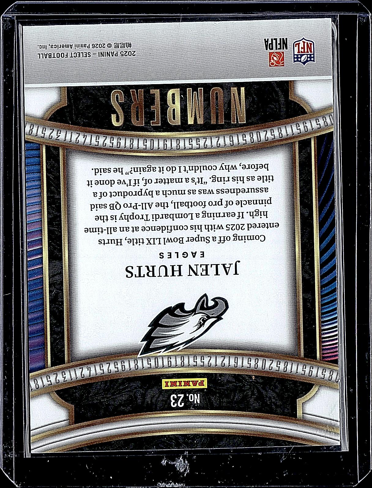 2025 Panini Select #23 Jalen Hurts Select Numbers