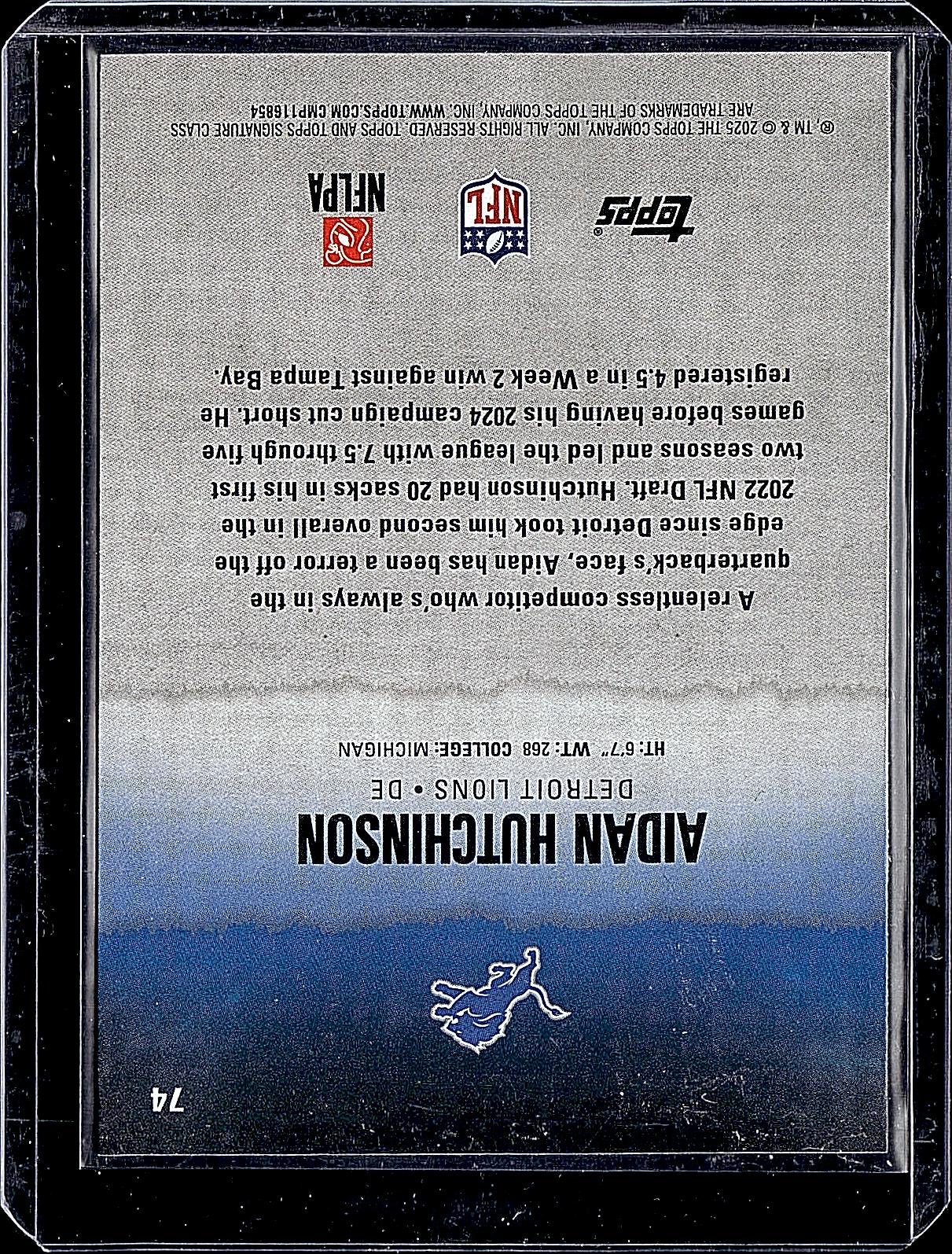 2025 Topps Signature Class #74 Aidan Hutchinson