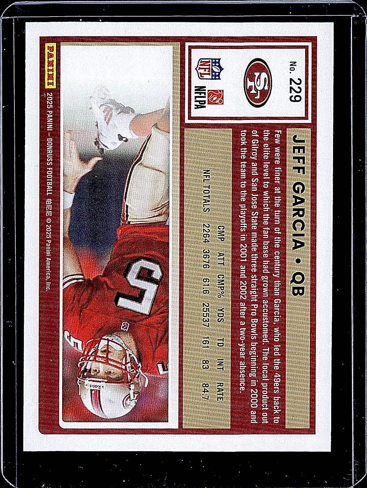 2025 Donruss #229 Jeff Garcia Press Proofs Purple