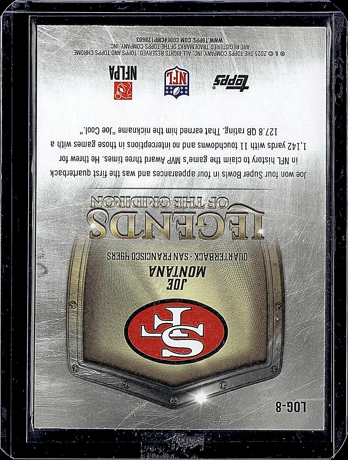 2025 Topps Chrome #LOG-8 Joe Montana Legends of the Gridiron