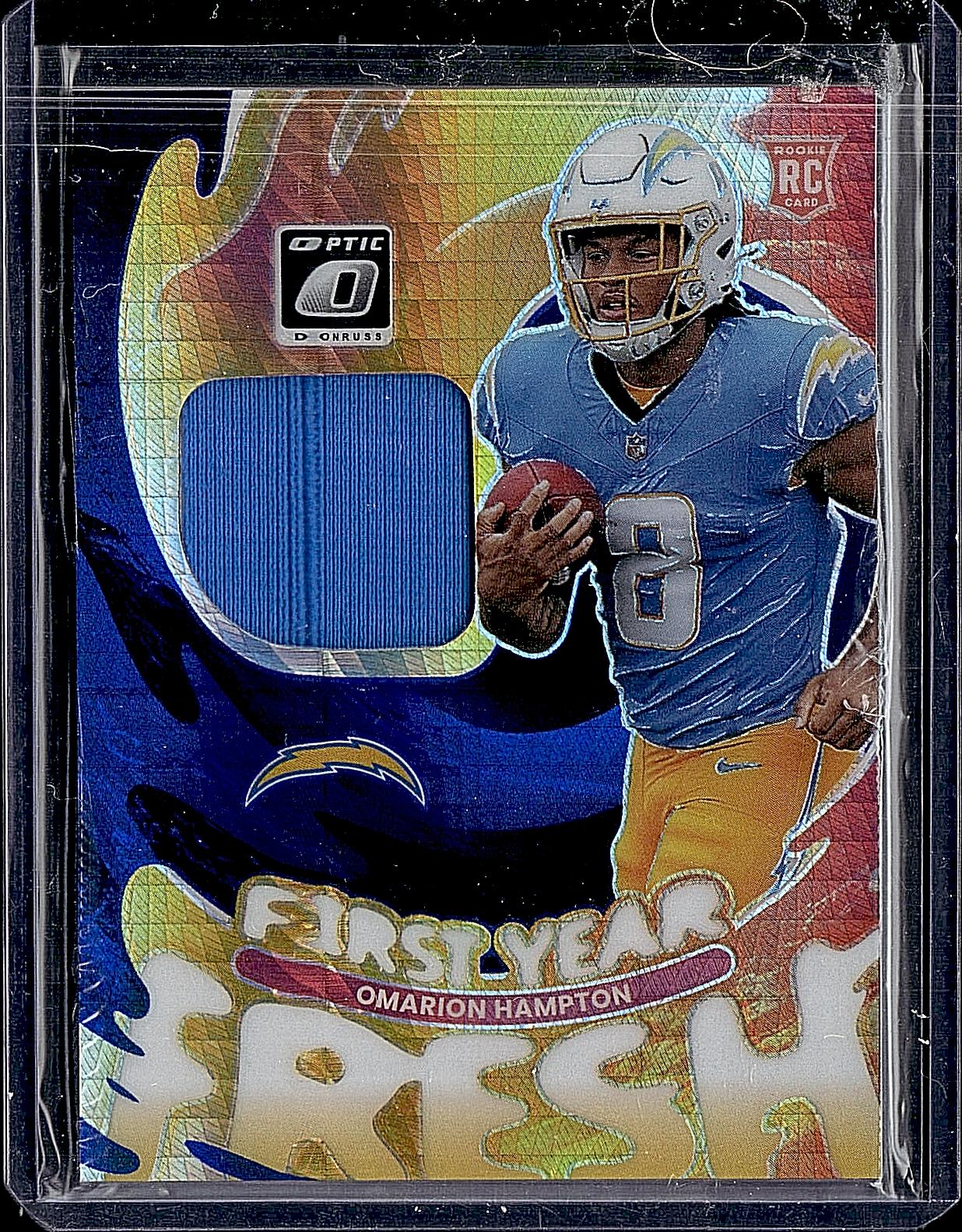 2025 Donruss Optic #FYFBH-OHN Omarion Hampton First Year Fresh Blue Hyper