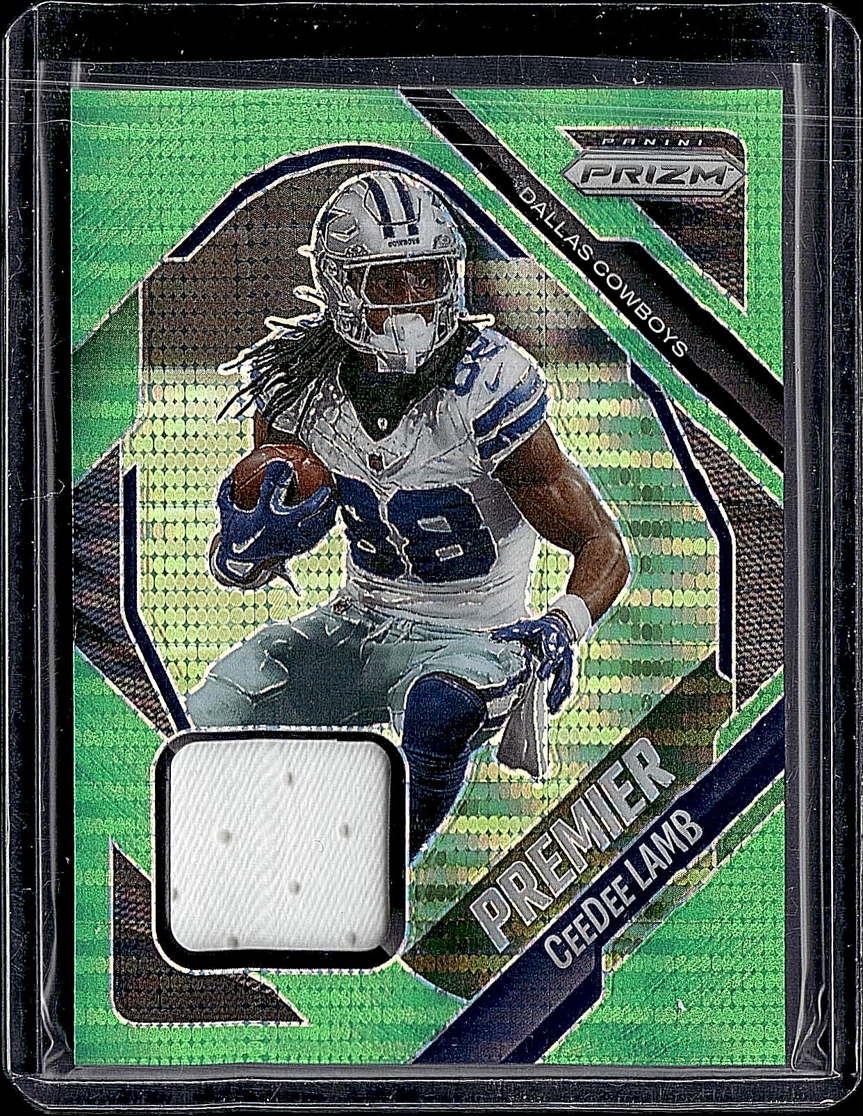 2025 Panini Prizm #PJY-CLB CeeDee Lamb Premier Jerseys Neon Green Pulsar