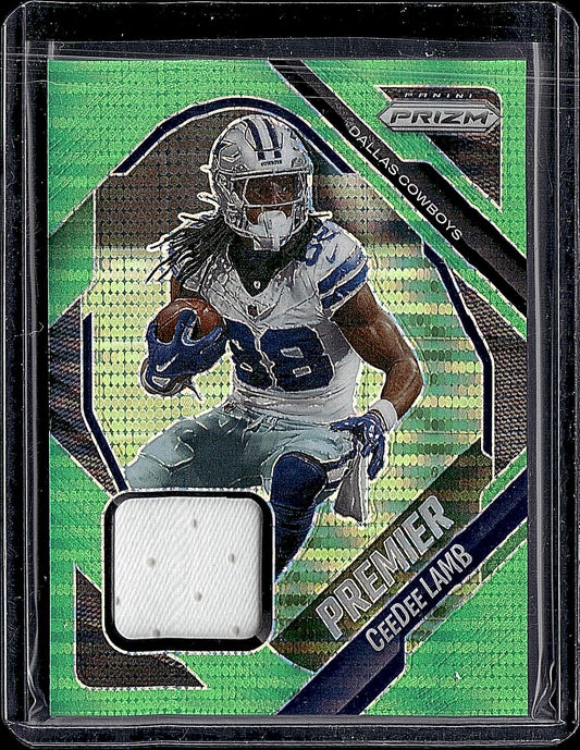 2025 Panini Prizm #PJY-CLB CeeDee Lamb Premier Jerseys Neon Green Pulsar