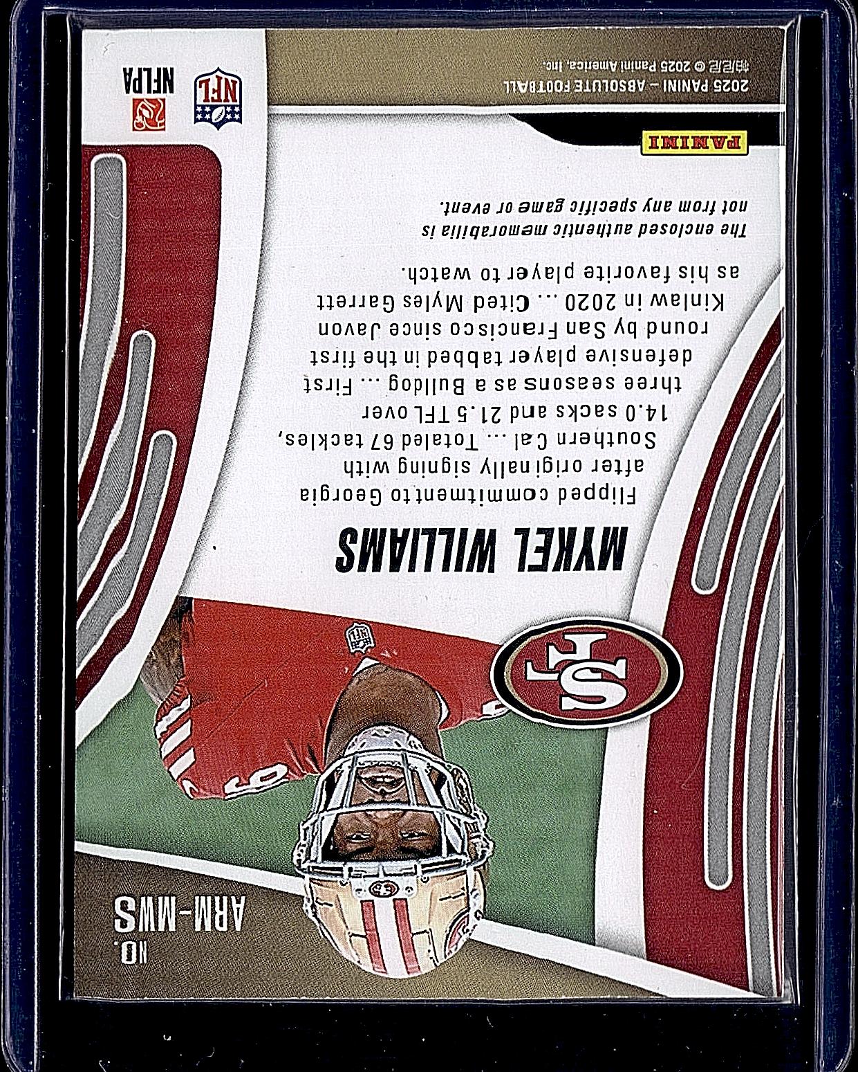 2025 Panini Absolute #ARM-MWS Mykel Williams Absolute Rookie Materials