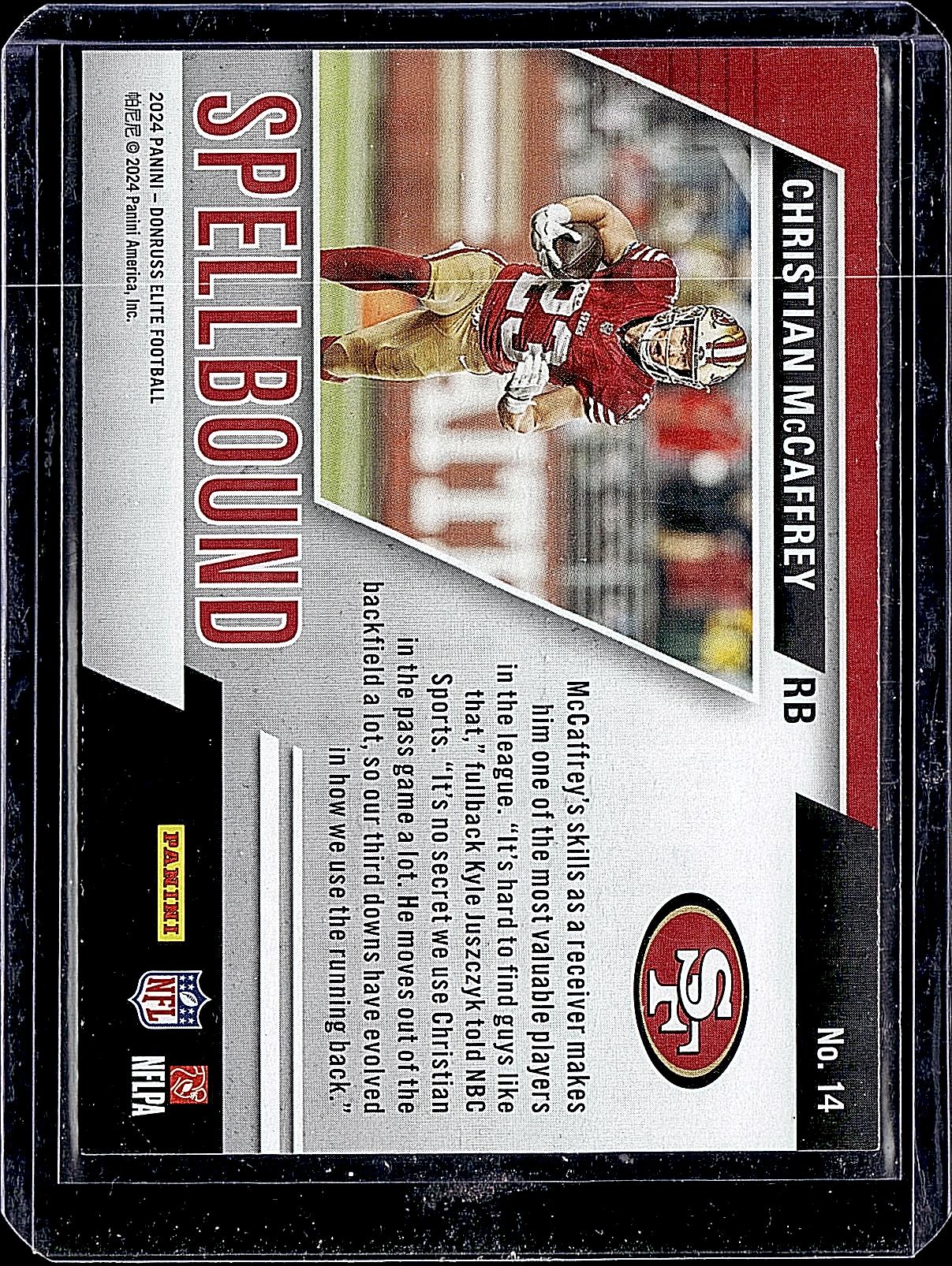 2024 Donruss Elite #14 Christian McCaffrey Spellbound #/349