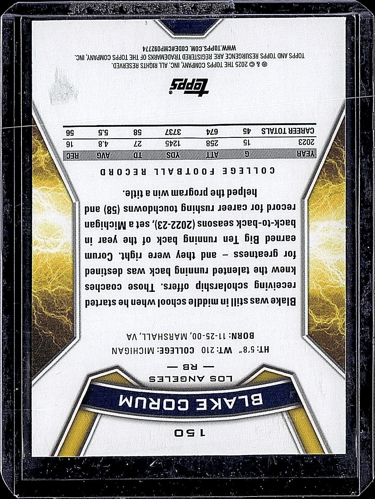 2024 Topps Resurgence #150 Blake Corum Refractor
