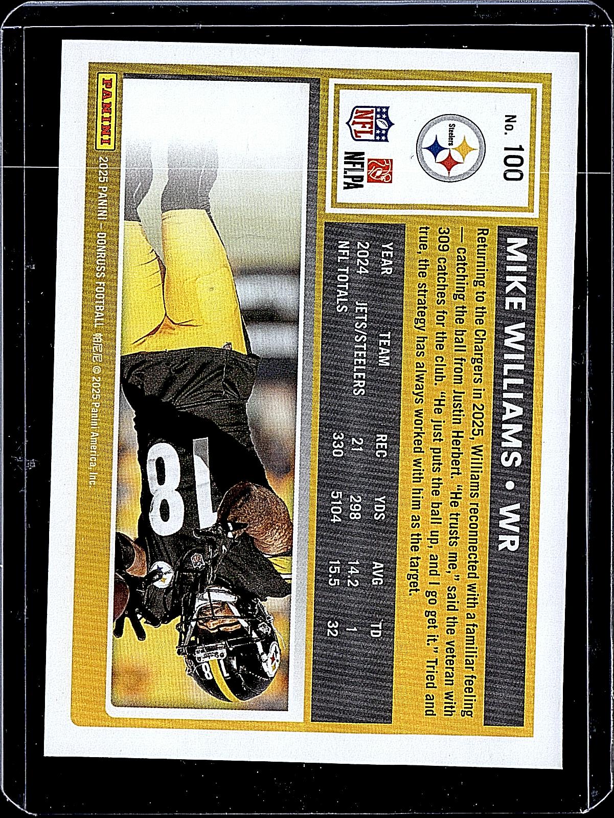 2025 Donruss #100 Mike Williams Press Proofs Red