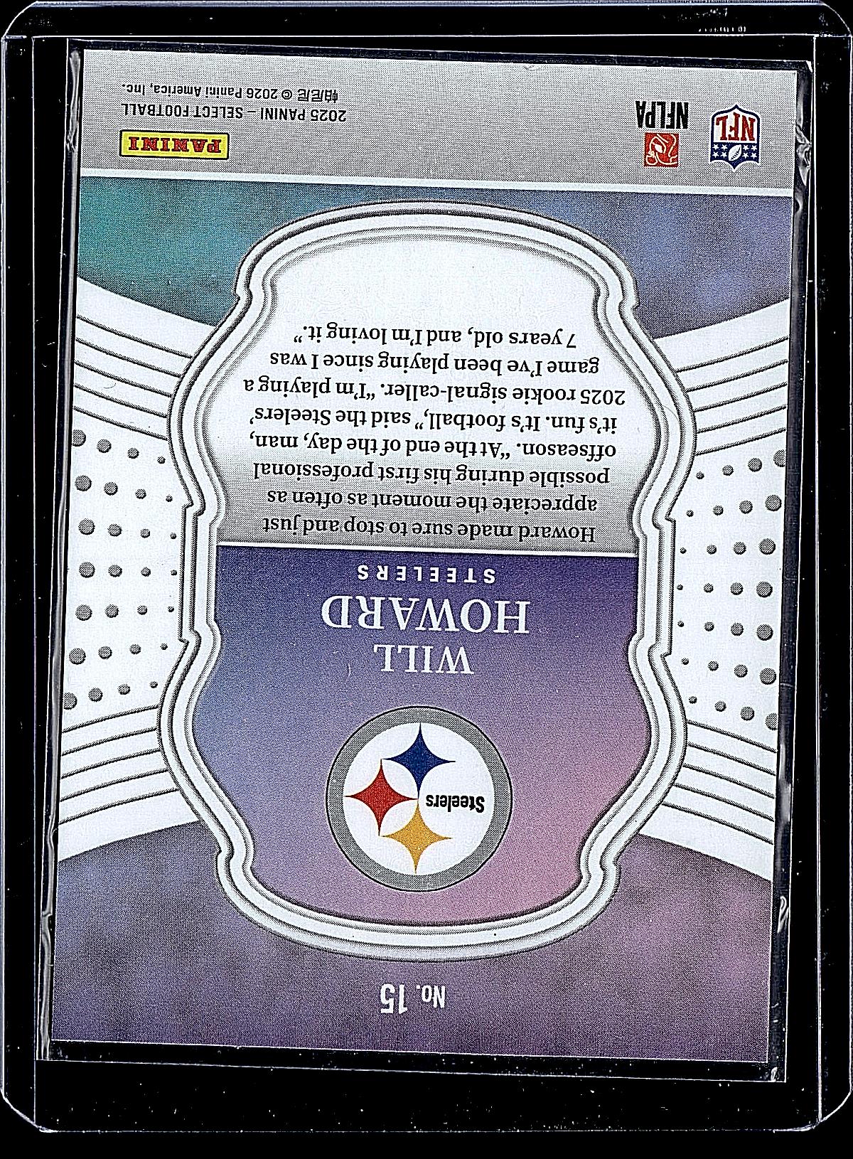 2025 Panini Select #15 Will Howard Select Certified Rookies