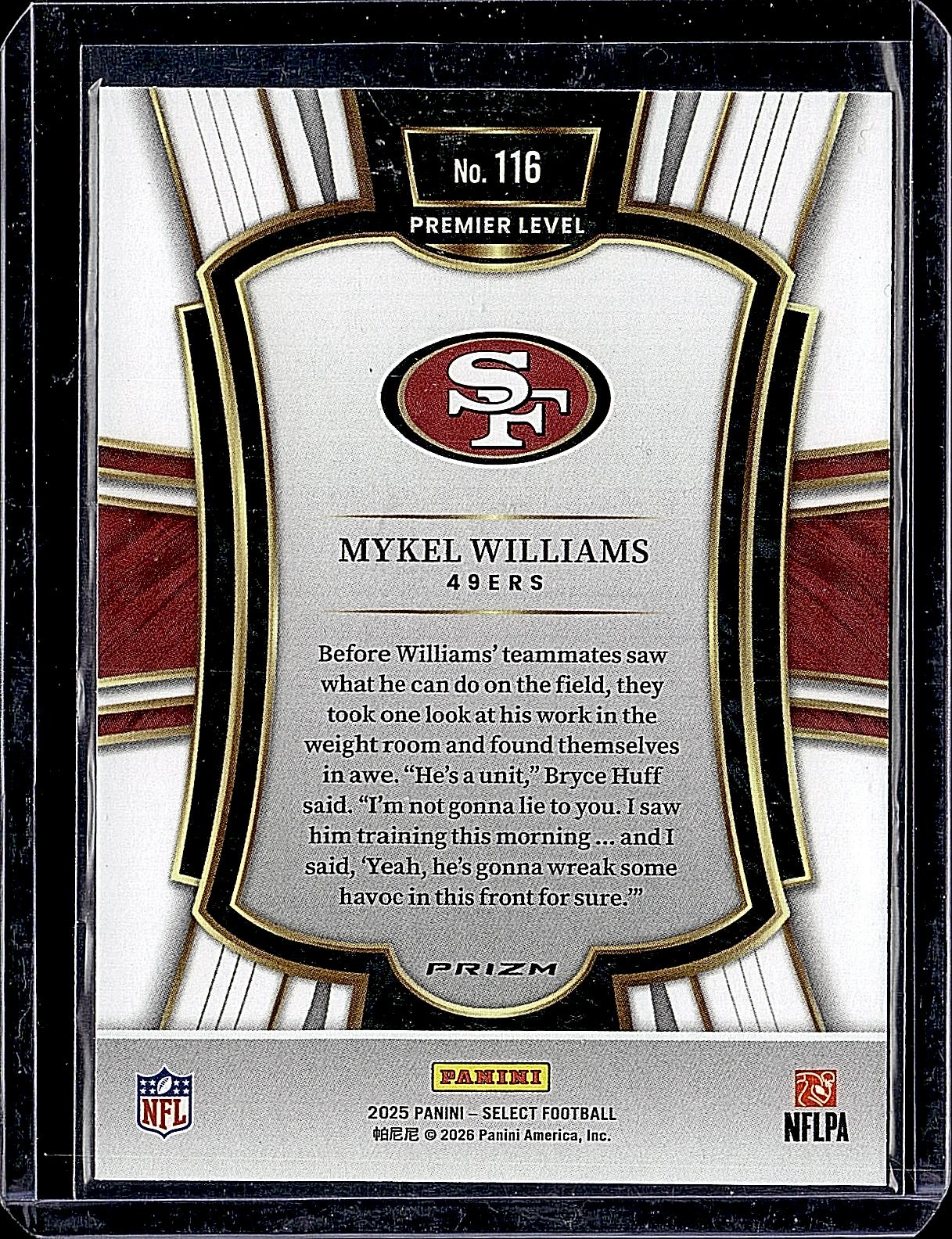Select 2025 Panini Select #116 Mykel Williams RC