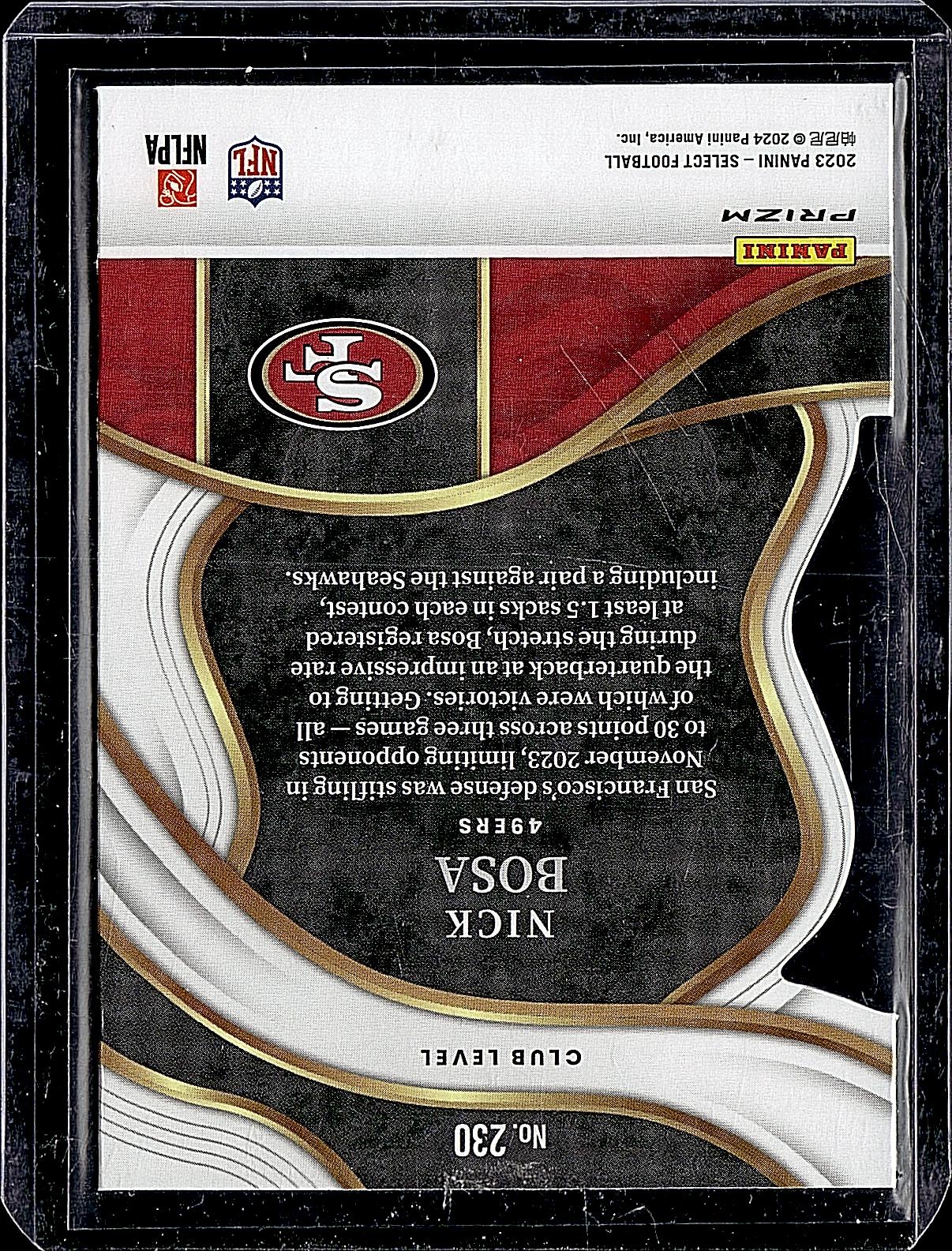 2023 Panini Select #230 Nick Bosa Silver Prizms Die Cuts