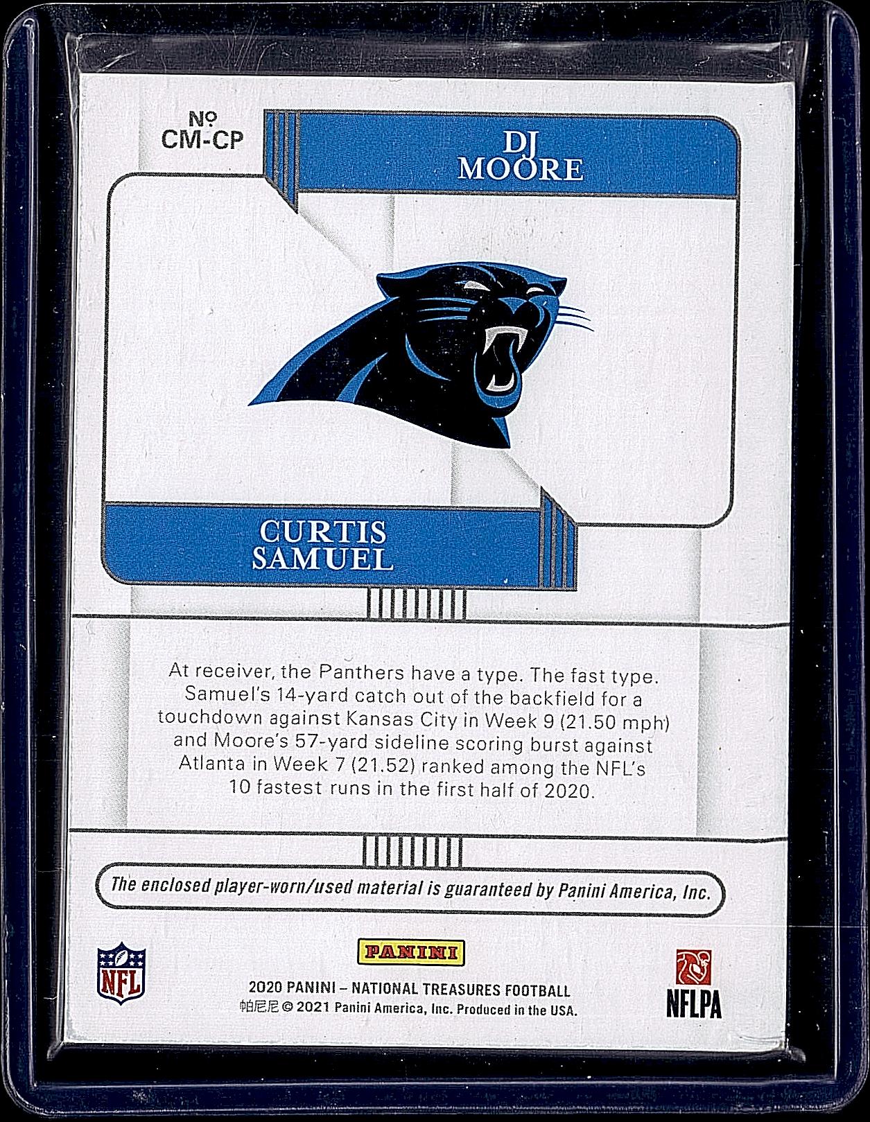 2021 Panini National Treasures #CM-CP  Samuel / Moore NFL NFL Gear Combo #/25