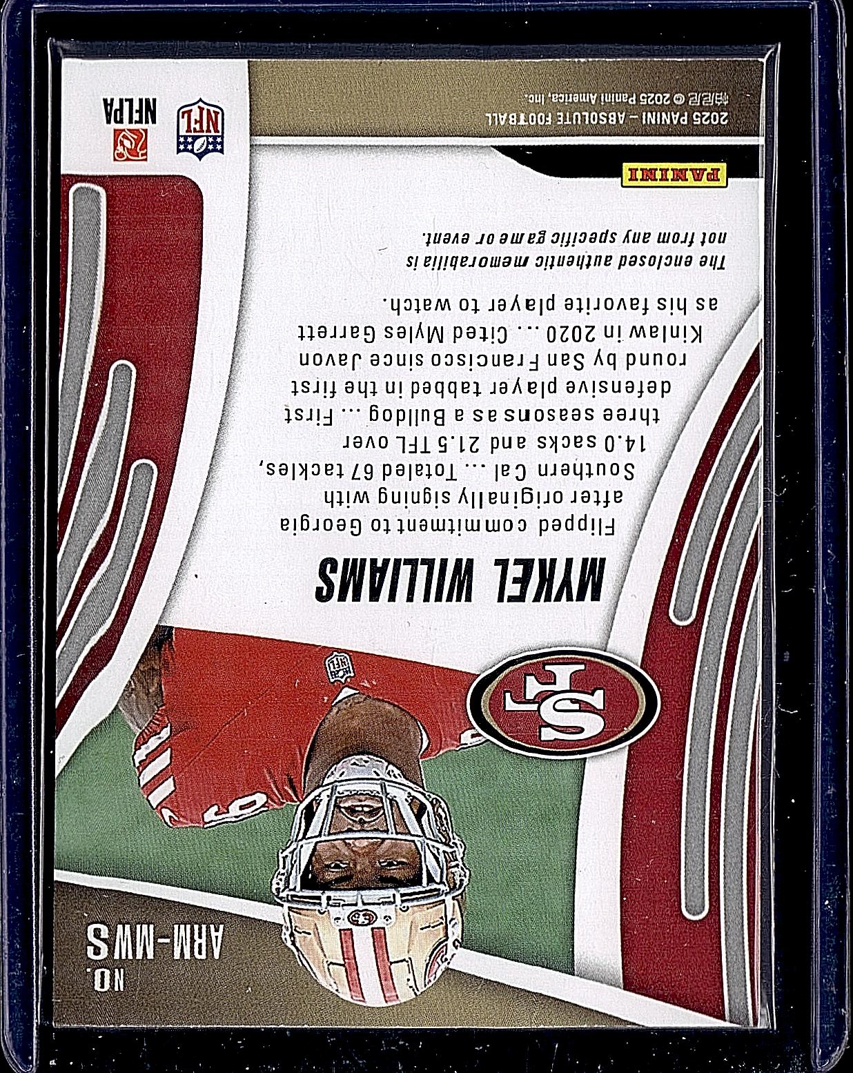 2025 Panini Absolute #ARM-MWS Mykel Williams Absolute Rookie Materials