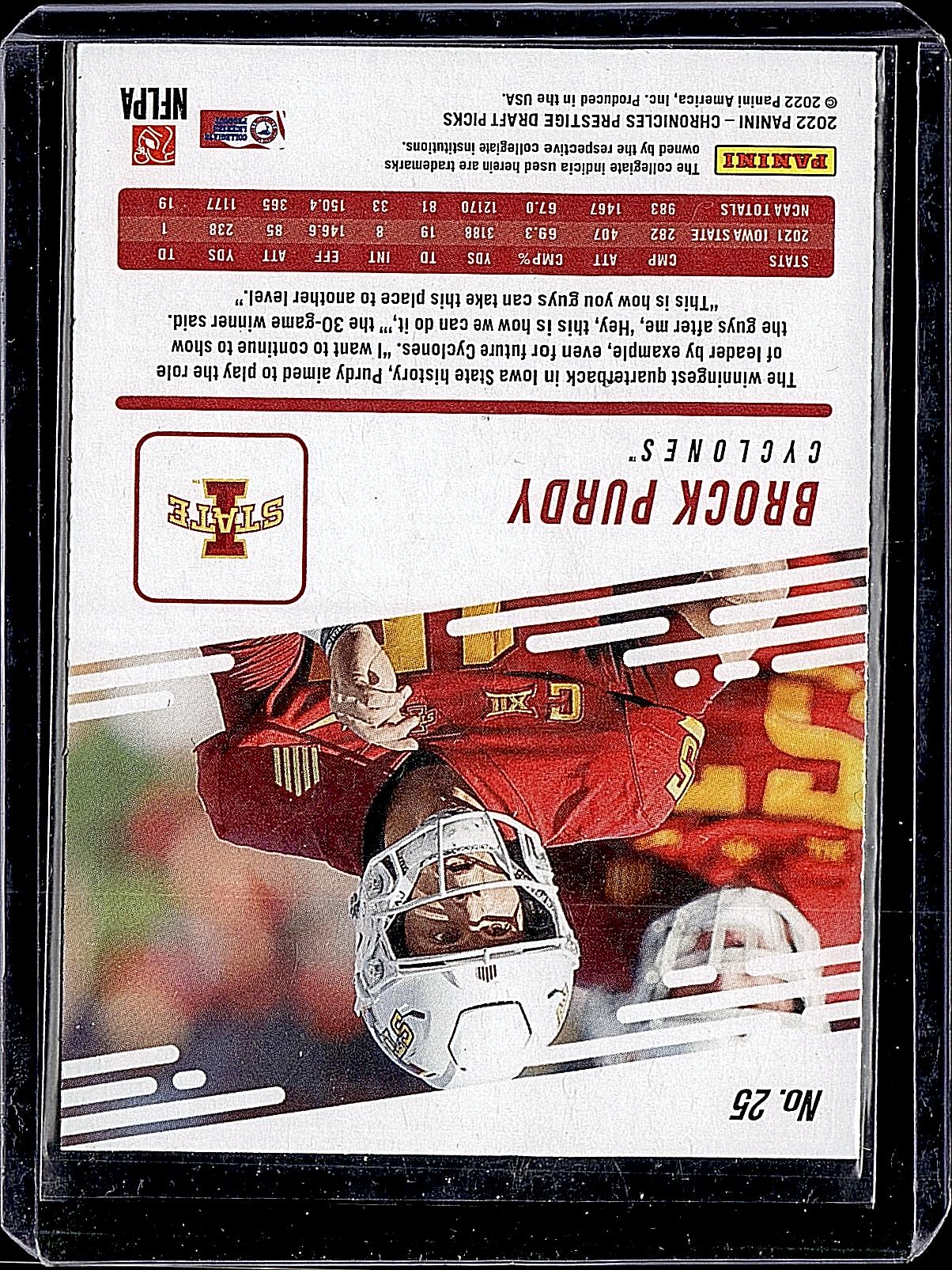 2022 Panini Chronicles Draft Picks #25 Brock Purdy Prestige