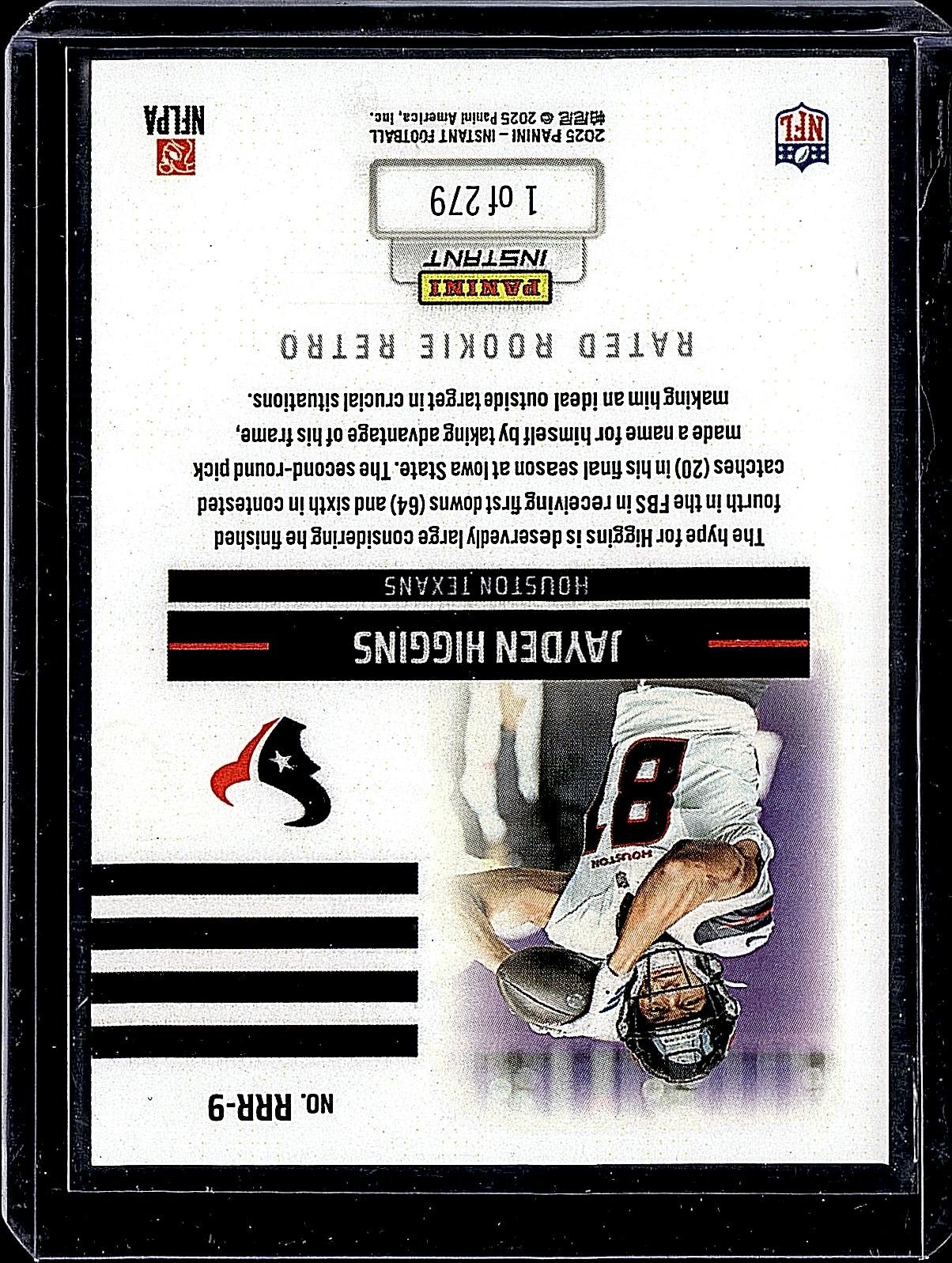 2025 Panini Instant NFL #RRR-9 Jayden Higgins 1/279