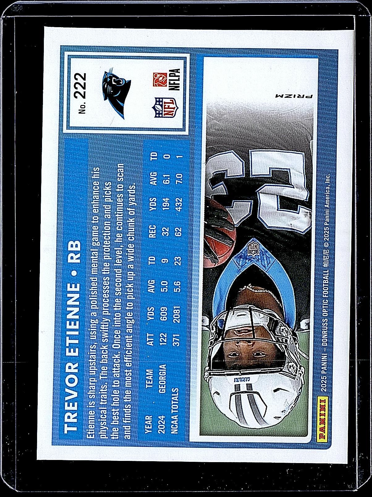 2025 Donruss #326 Trevor Etienne Optic Rated Rookies Preview Red Pandora