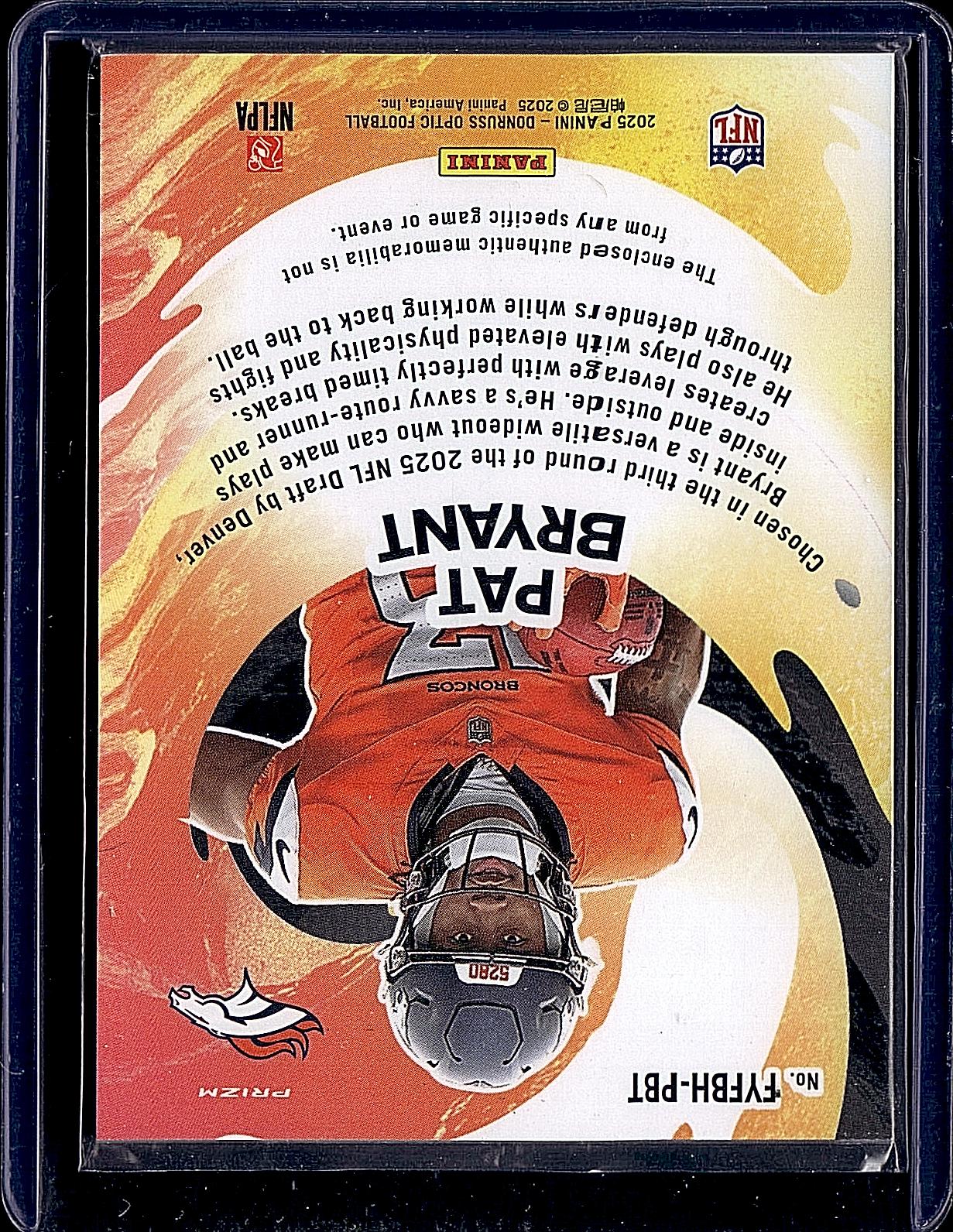 2025 Donruss Optic #FYFBH-PBT Pat Bryant First Year Fresh Blue Hyper