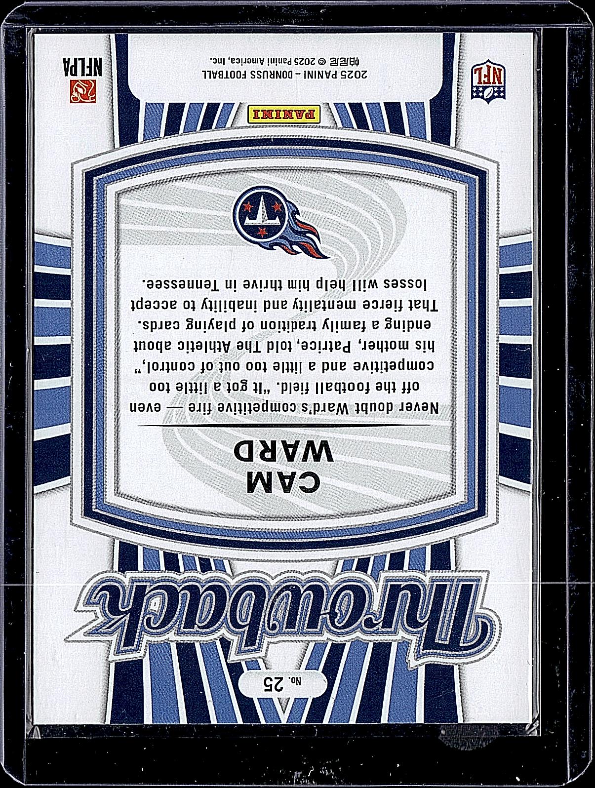 2025 Donruss #25 Cam Ward Rated Rookies Throwback