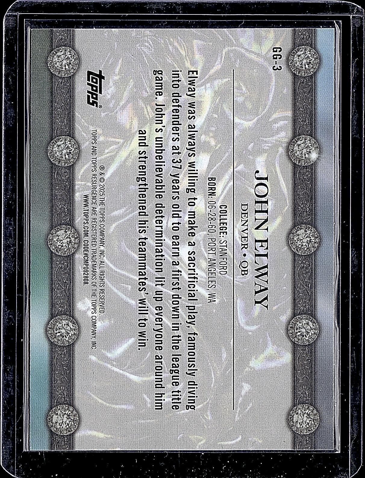 2024 Topps Resurgence #GG-3 John Elway Glimmer and Gleam Navy Surge #/275