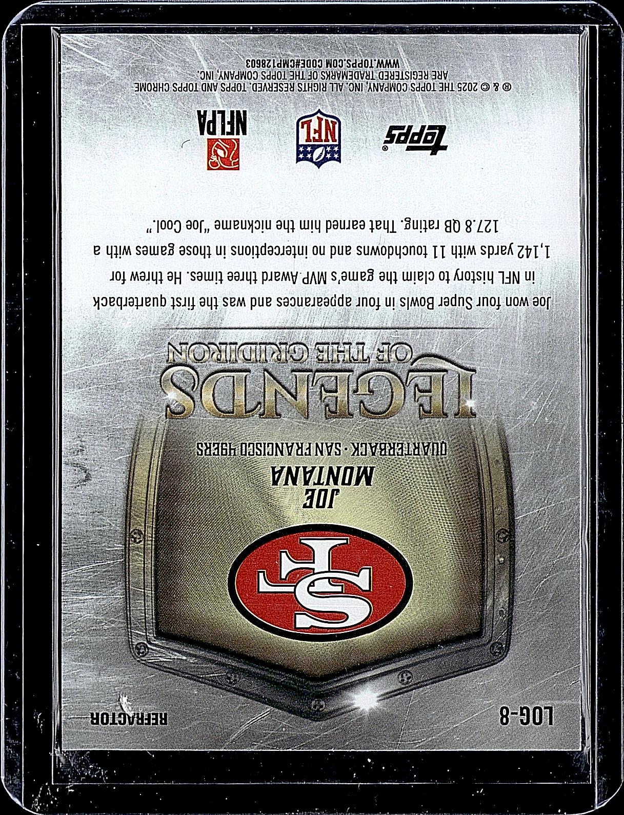 2025 Topps Chrome #LOG-8 Joe Montana Legends of the Gridiron Refractor