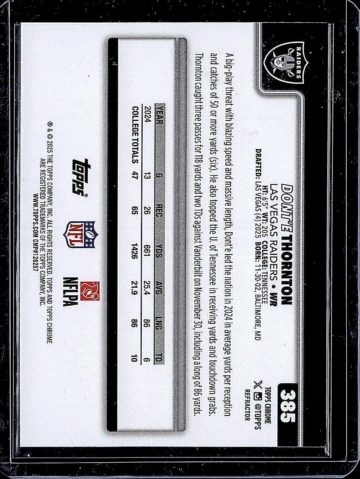 2025 Topps Chrome #385 Dont'e Thornton Jr. Refractor