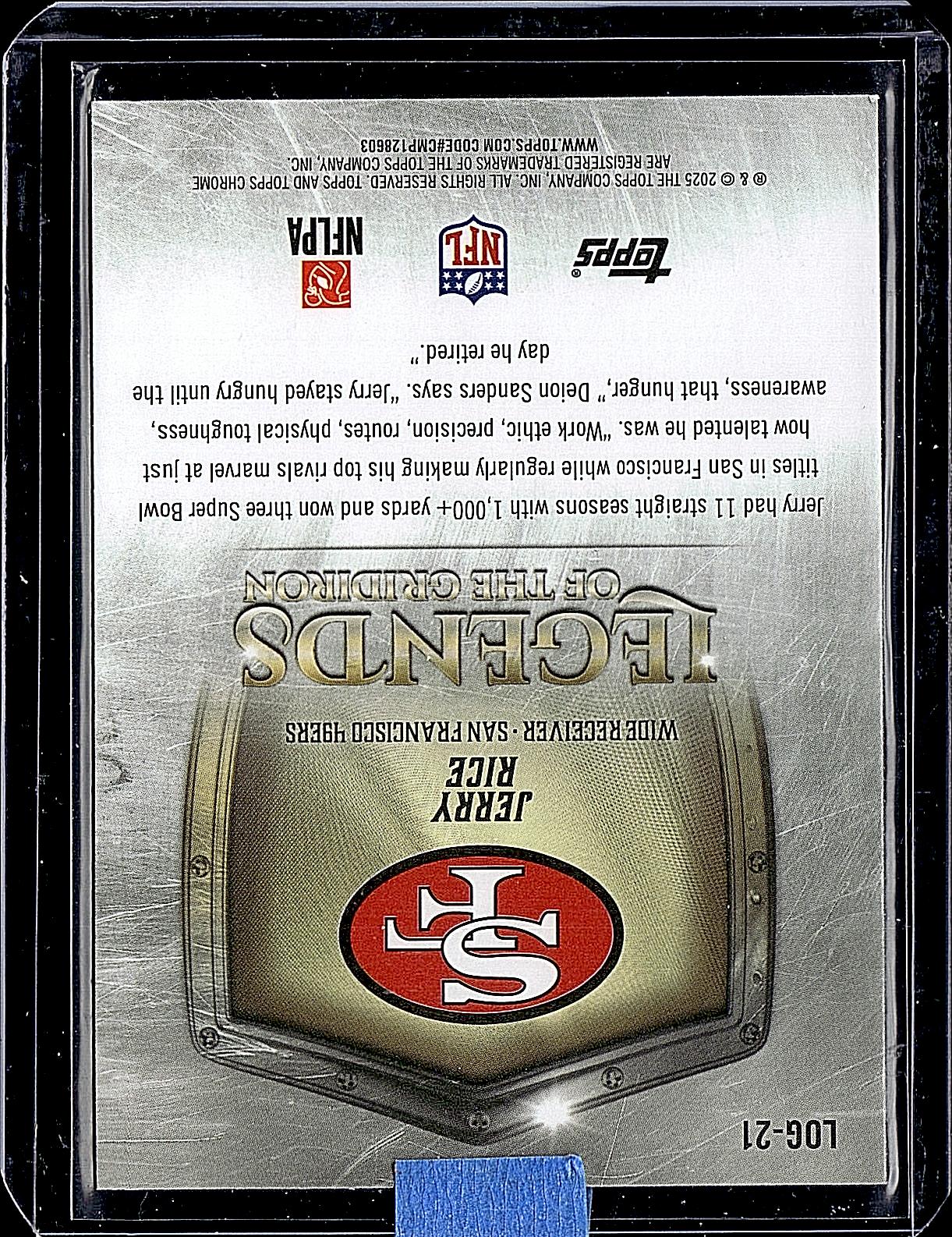 2025 Topps Chrome #LOG-21 Jerry Rice Legends of the Gridiron