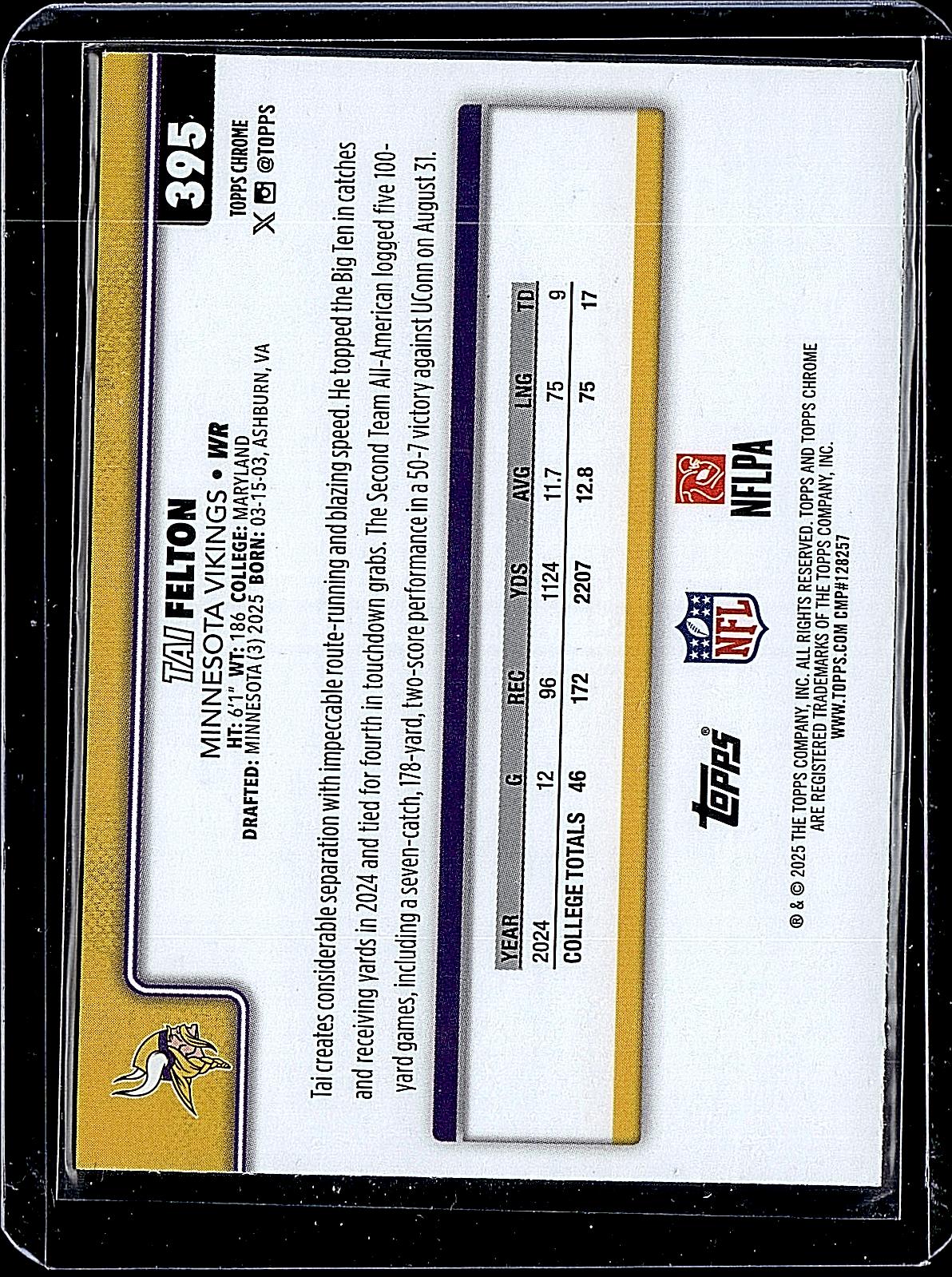 2025 Topps Chrome #395 Tai Felton