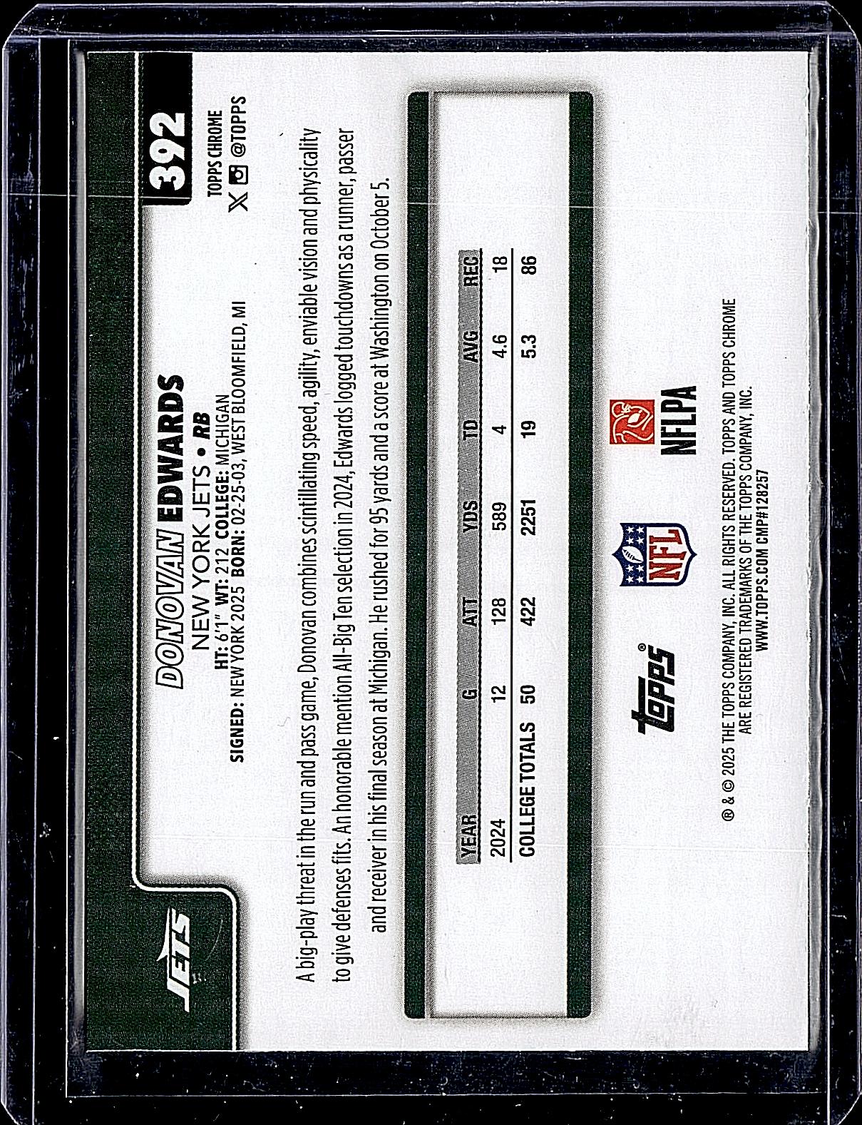 2025 Topps Chrome #392 Donovan Edwards