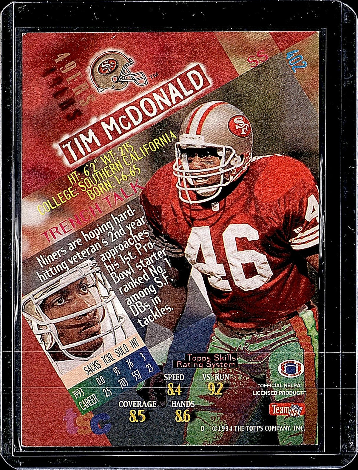 Topps Stadium Club #402 Tim McDonald