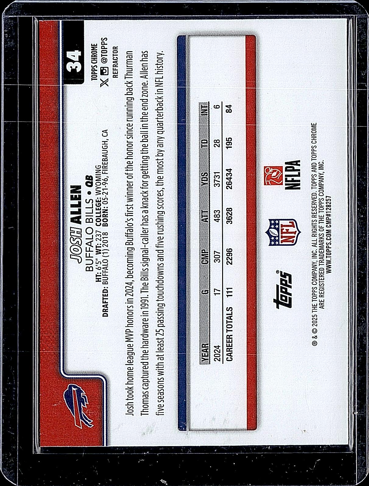 2025 Topps Chrome #34 Josh Allen Refractor