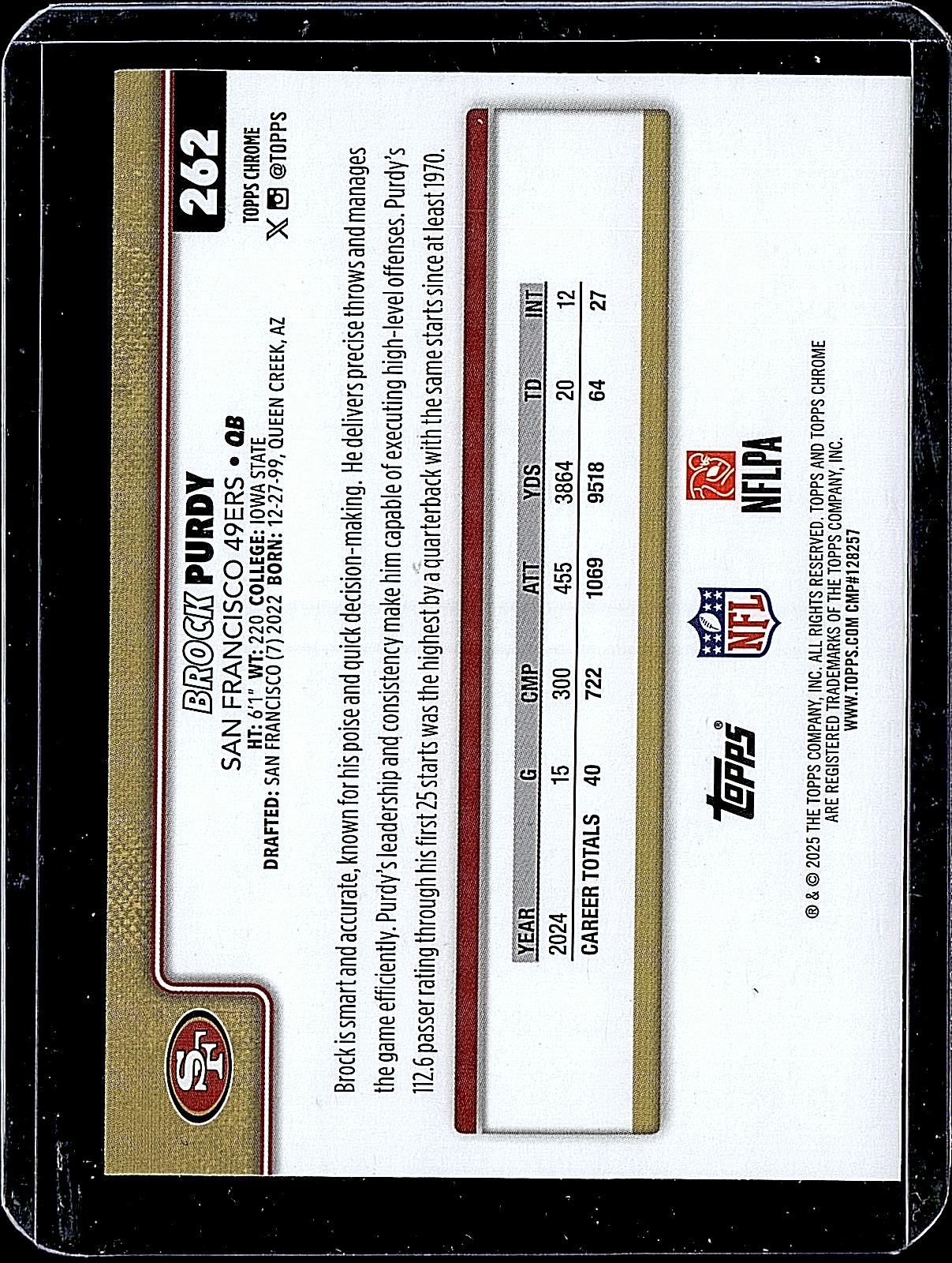 2025 Topps Chrome #262 Brock Purdy
