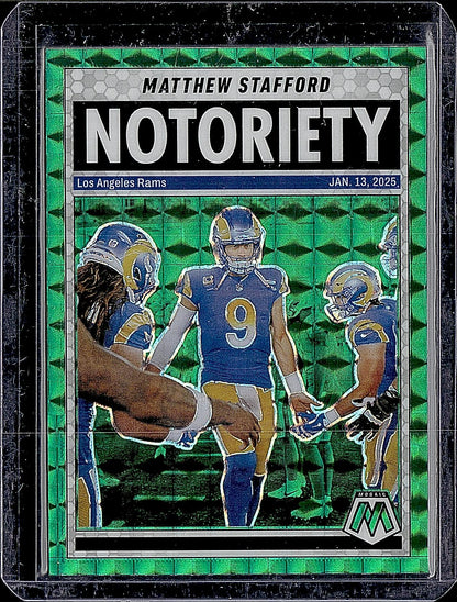 2025 Panini Mosaic #7 Matthew Stafford Notoriety Mosaic Green