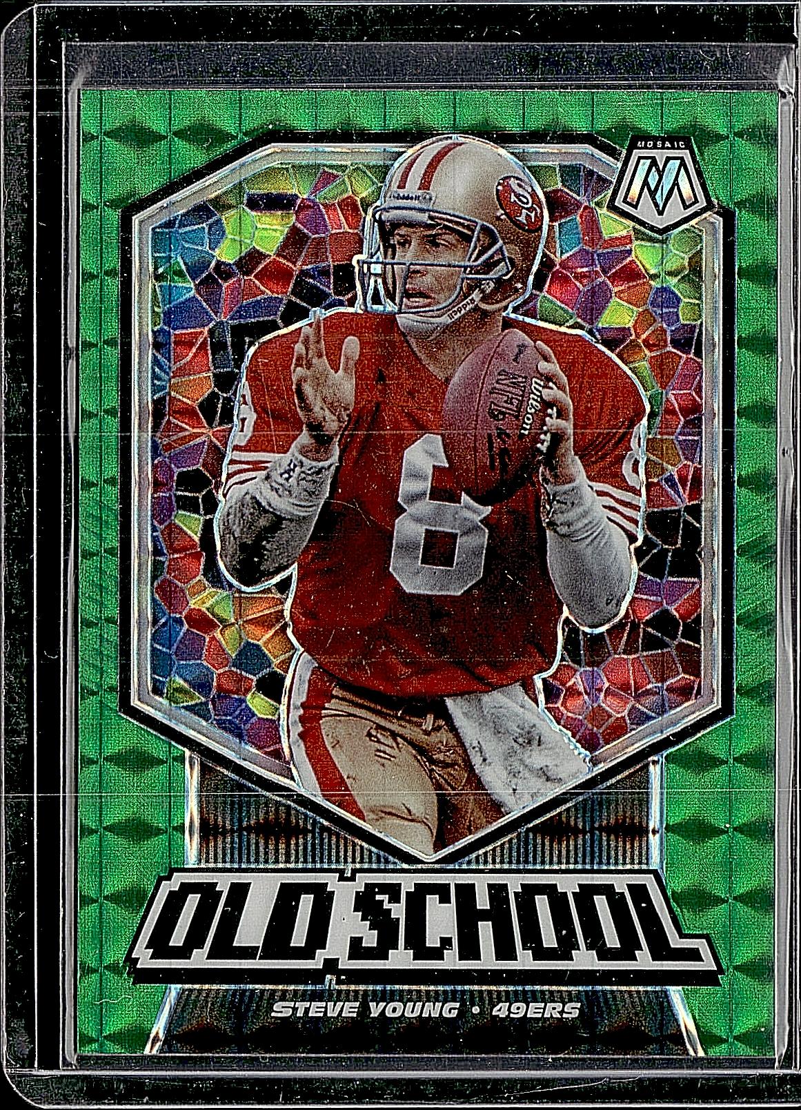 2020 Panini Mosaic #OS5 Steve Young Old School Prizm Green